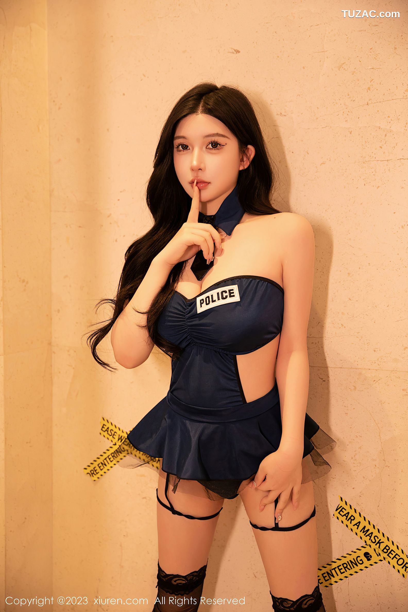 XiuRen秀人网-6507-林珊珊-黑色情趣警察制服黑丝袜-2023.03.31