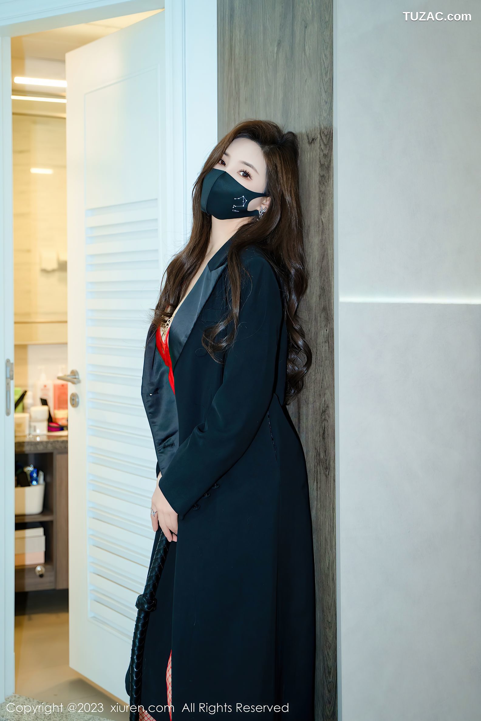 XiuRen秀人网-6514-Carol周妍希-红色情趣内衣红丝网袜-2023.04.03