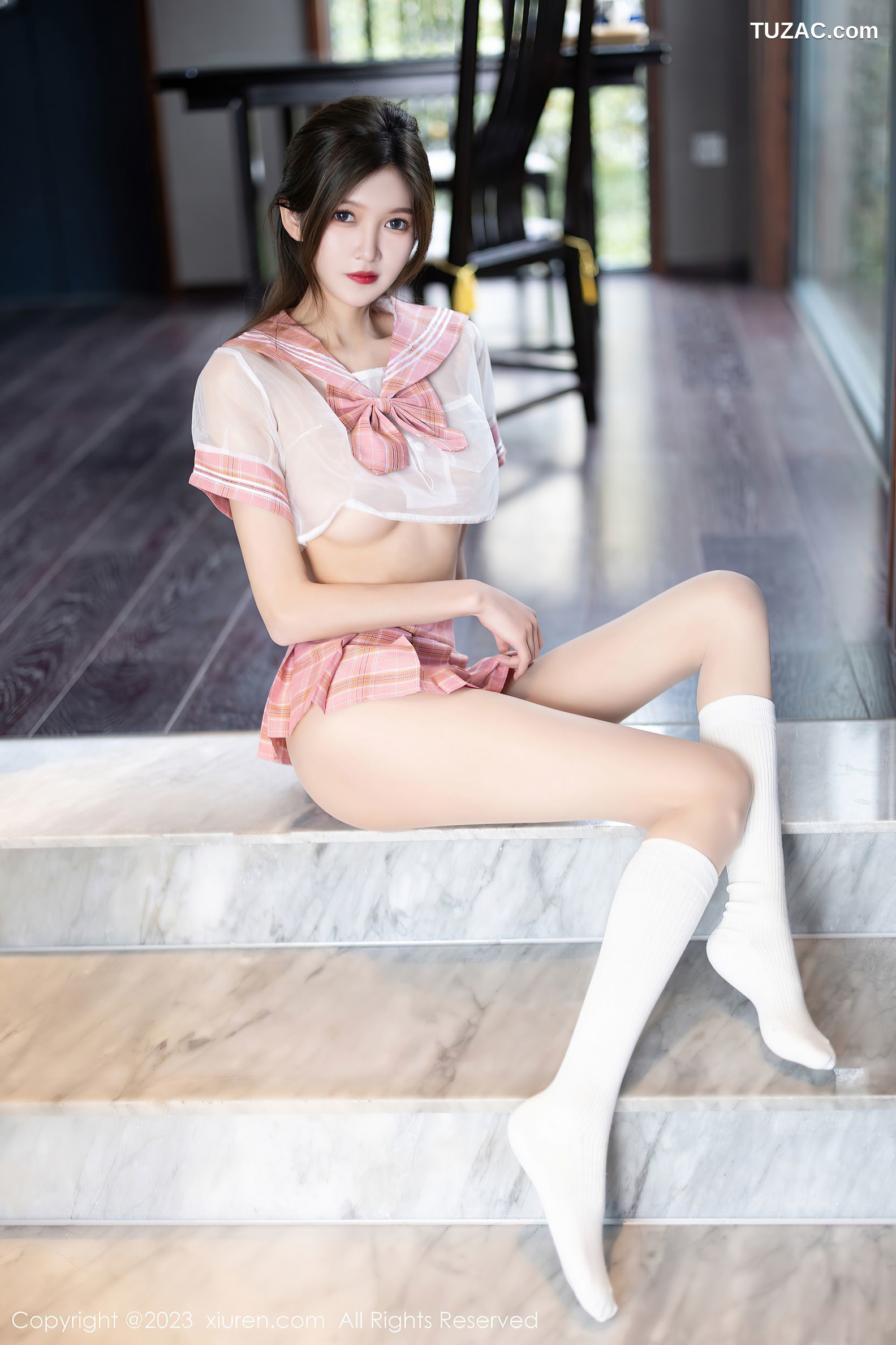 XiuRen秀人网-6517-程程程-粉色轻透薄纱短裙套装性感内衣肉丝-2023.04.03