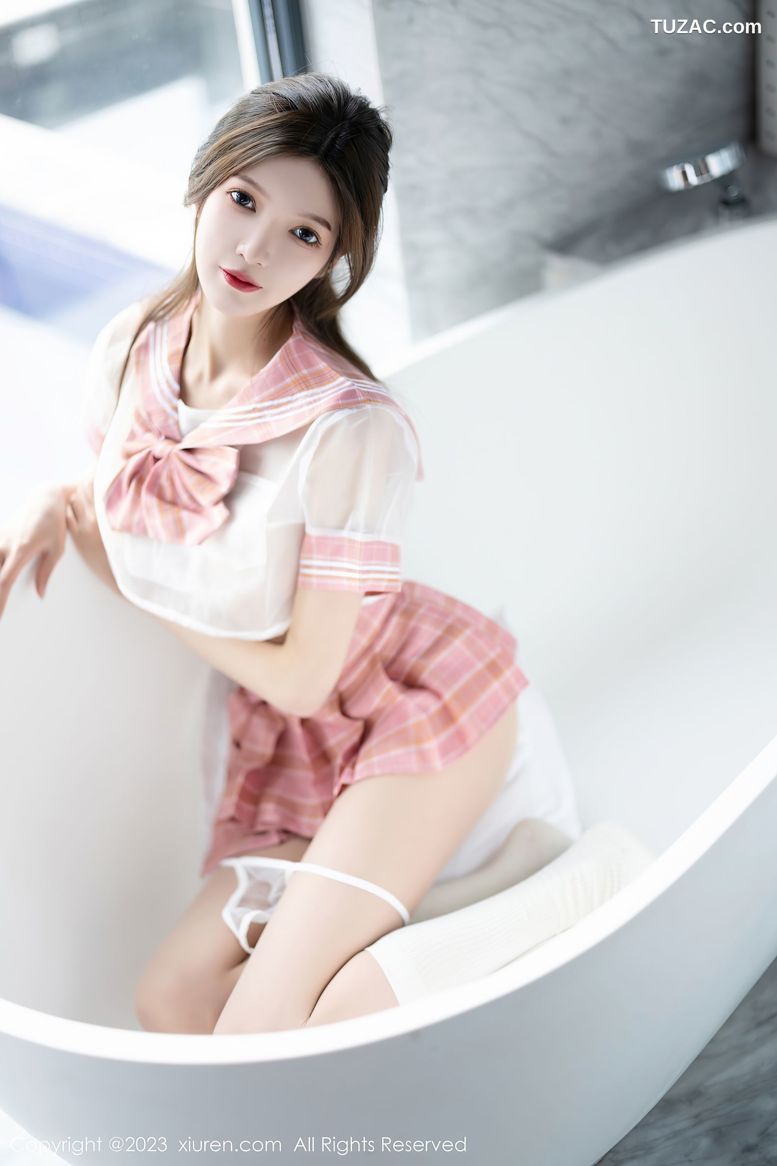 XiuRen秀人网-6517-程程程-粉色轻透薄纱短裙套装性感内衣肉丝-2023.04.03