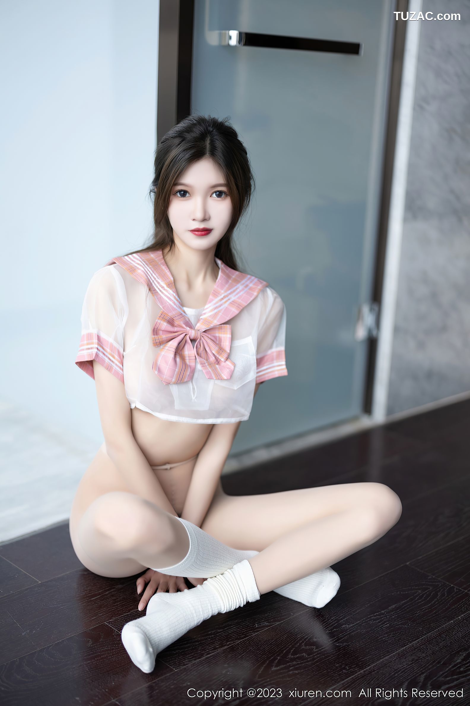 XiuRen秀人网-6517-程程程-粉色轻透薄纱短裙套装性感内衣肉丝-2023.04.03