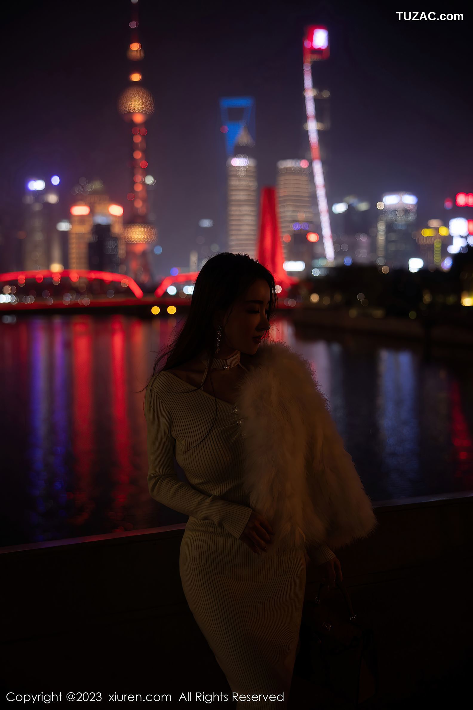 XiuRen秀人网-6544-Eve雨儿1494-白色连身长裙黑色内衣-2023.04.10