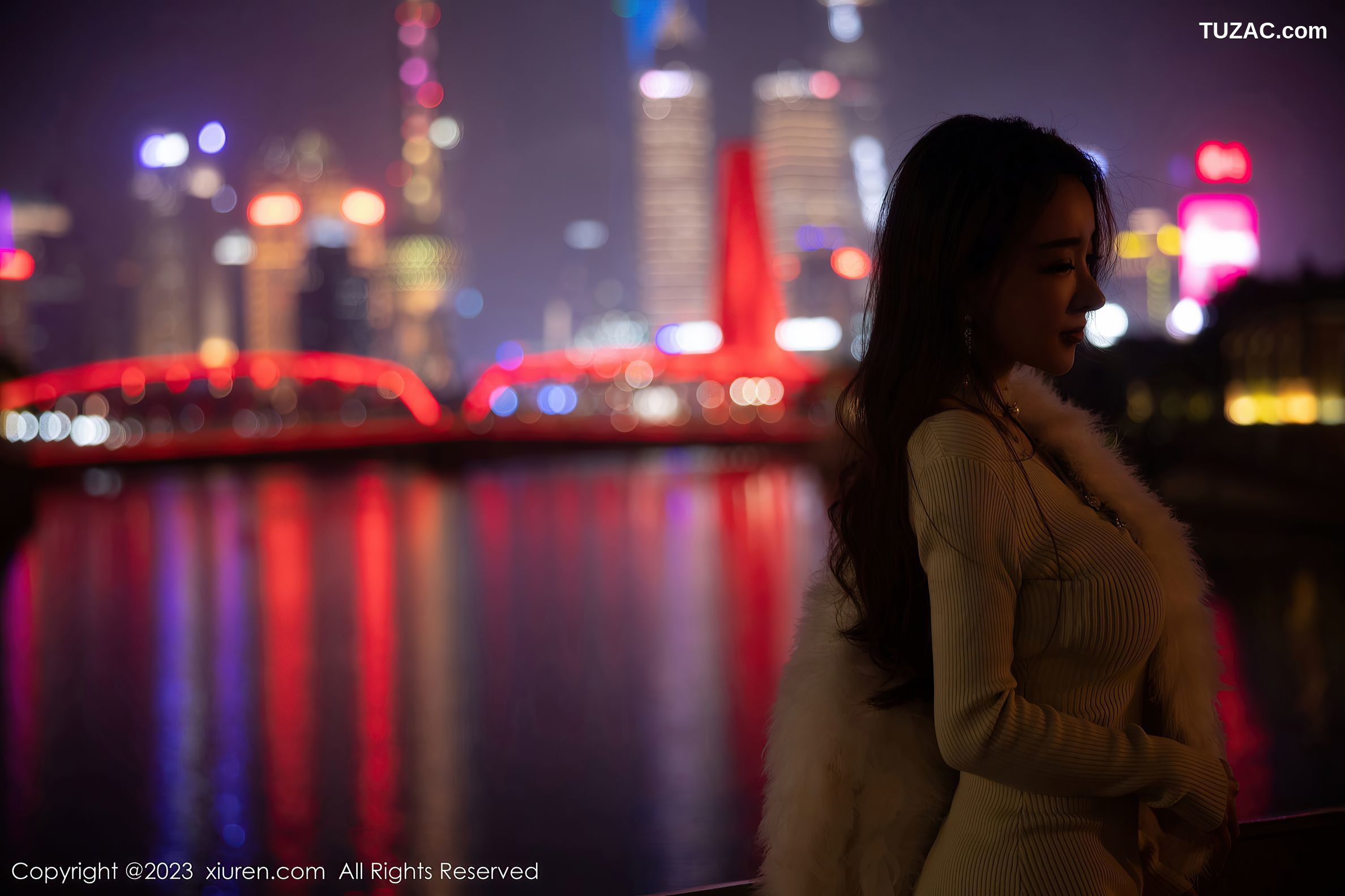 XiuRen秀人网-6544-Eve雨儿1494-白色连身长裙黑色内衣-2023.04.10
