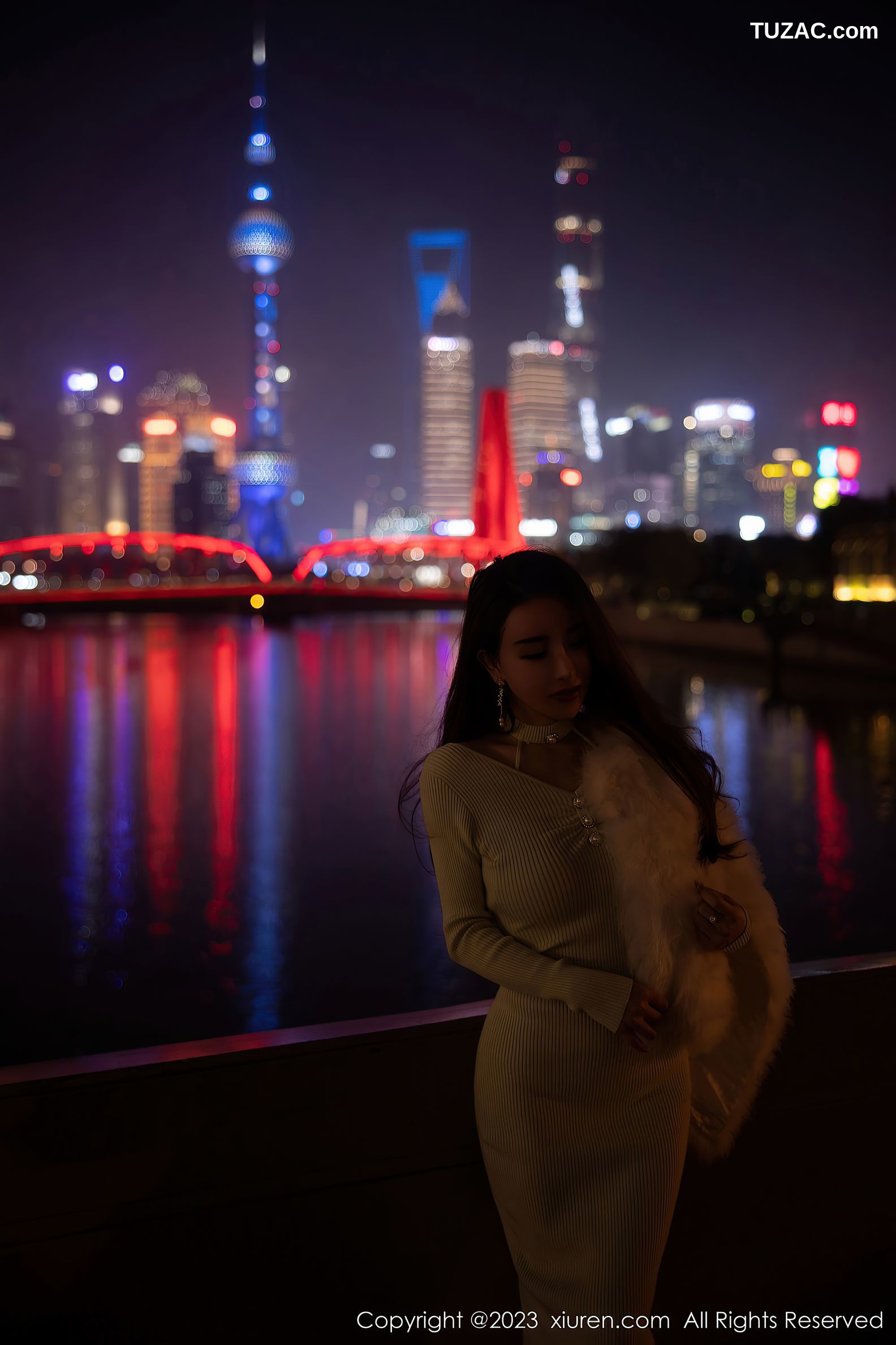 XiuRen秀人网-6544-Eve雨儿1494-白色连身长裙黑色内衣-2023.04.10