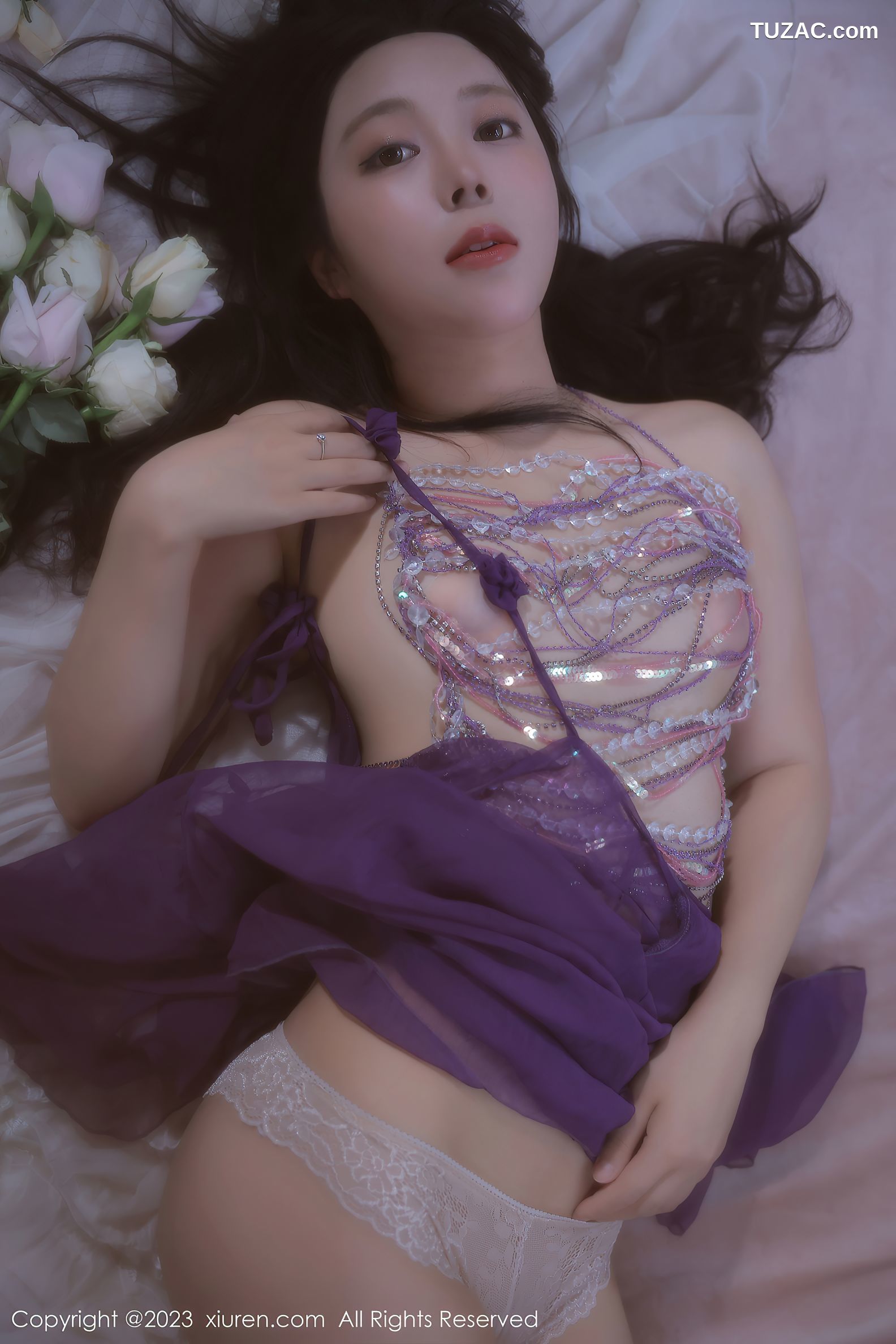 XiuRen秀人网-6601-露露Luncy-万宁旅拍-紫色轻透情趣服饰-2023.04.20