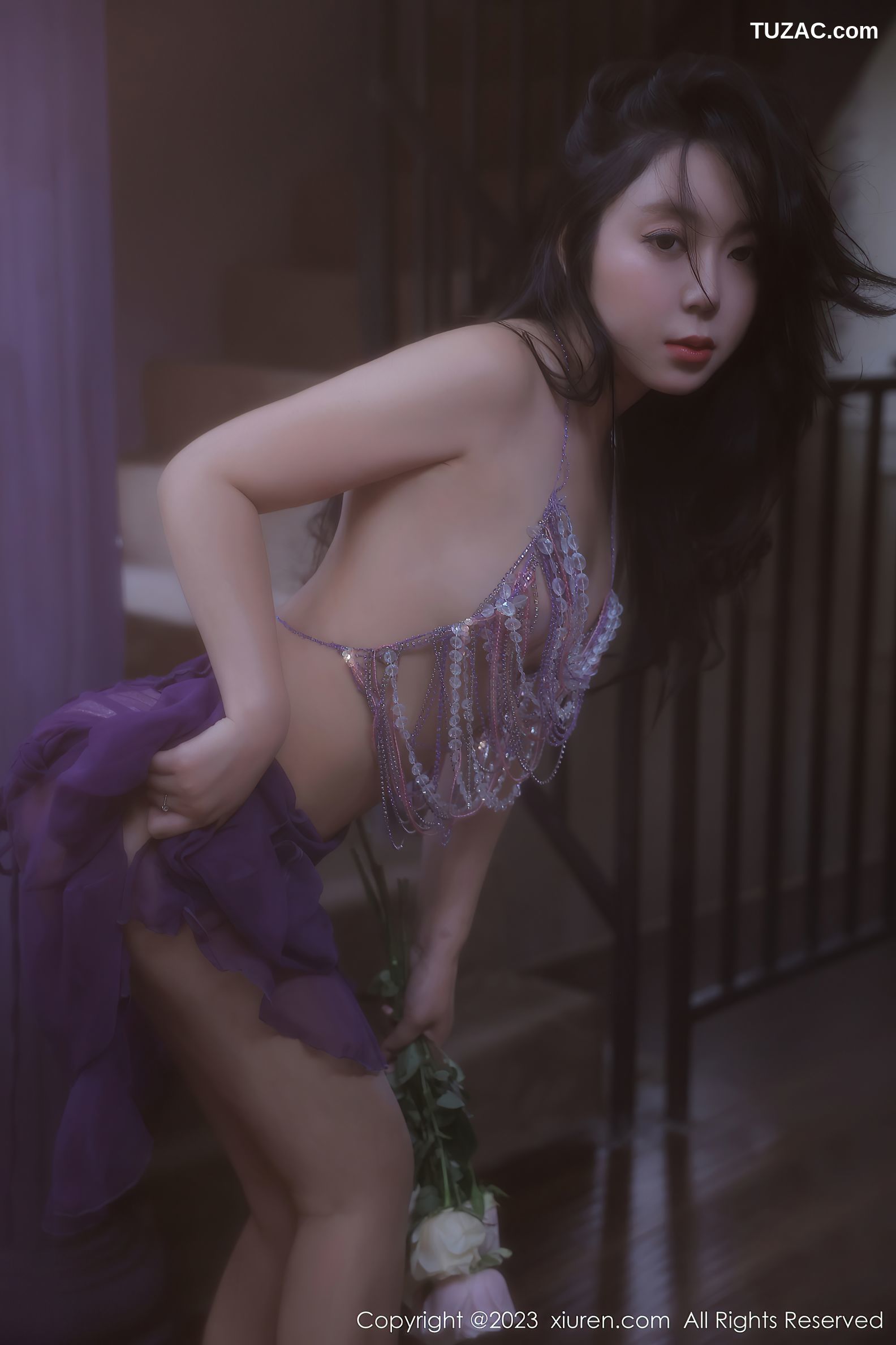 XiuRen秀人网-6601-露露Luncy-万宁旅拍-紫色轻透情趣服饰-2023.04.20