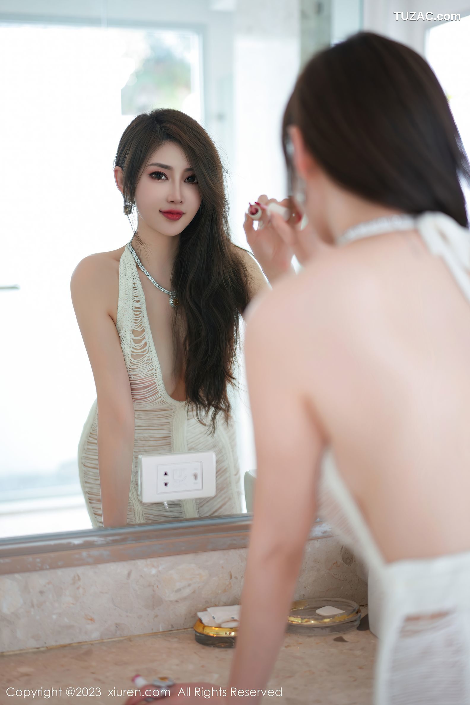 XiuRen秀人网-6610-Carol周妍希-性感白色轻透情趣服-2023.04.21
