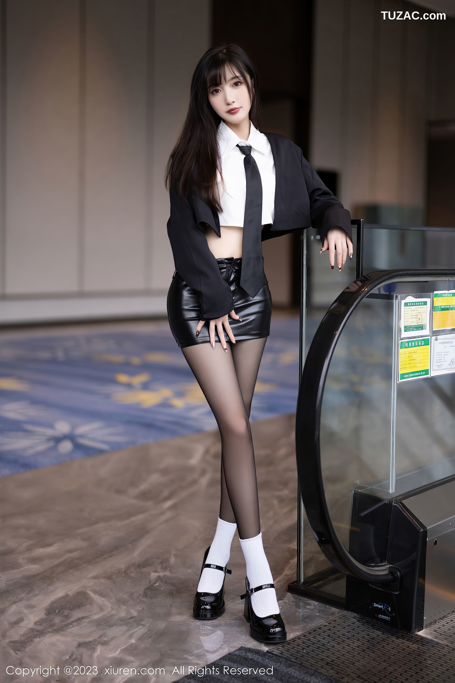 XiuRen秀人网-6651-林星阑-深色衣黑皮短裙-2023.04.27