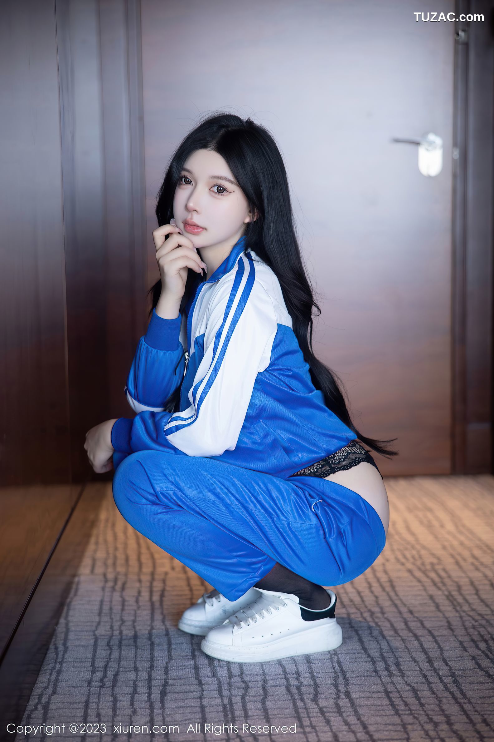 XiuRen秀人网-6660-林珊珊-蓝色运动服黑色情趣内衣-2023.04.28