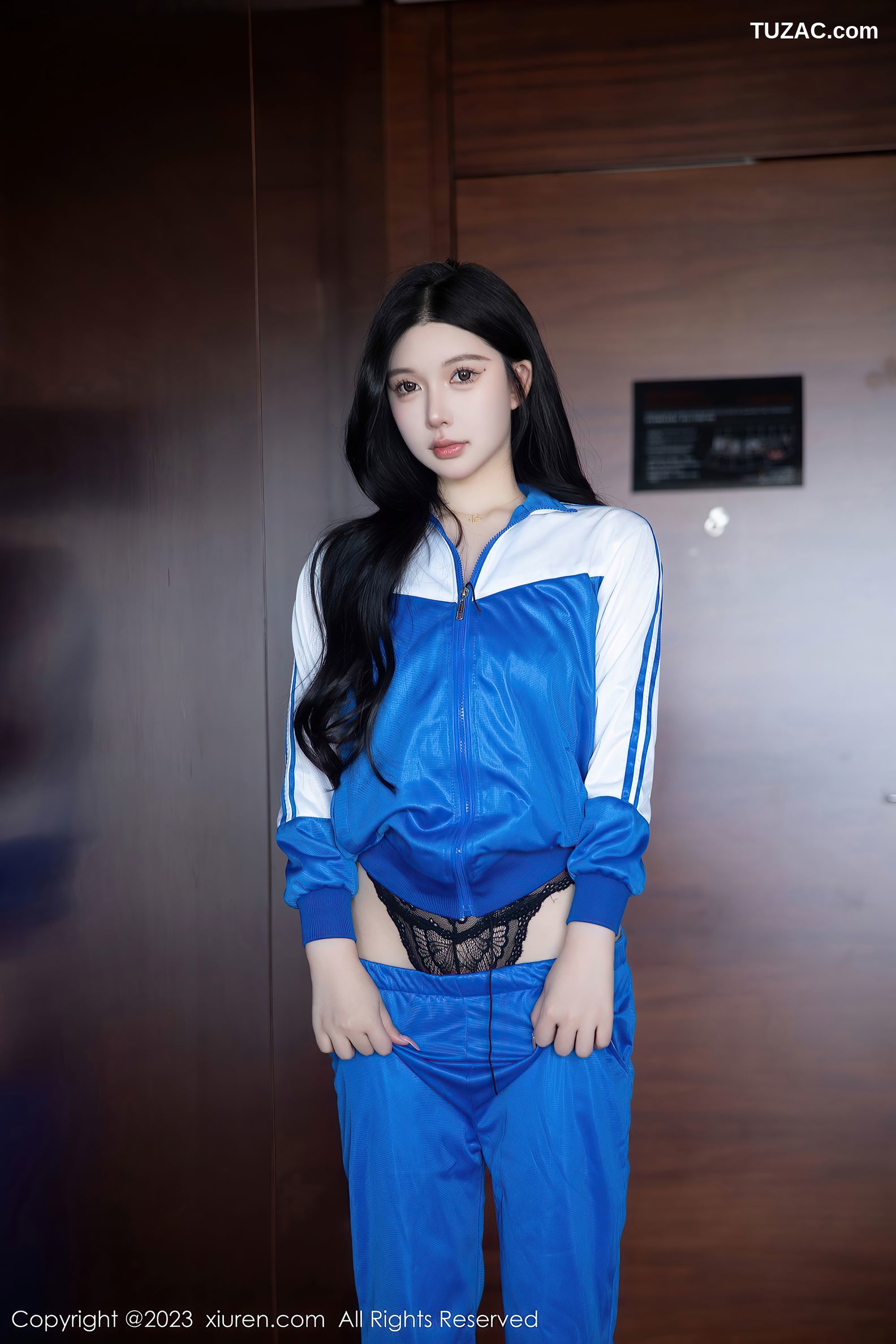 XiuRen秀人网-6660-林珊珊-蓝色运动服黑色情趣内衣-2023.04.28