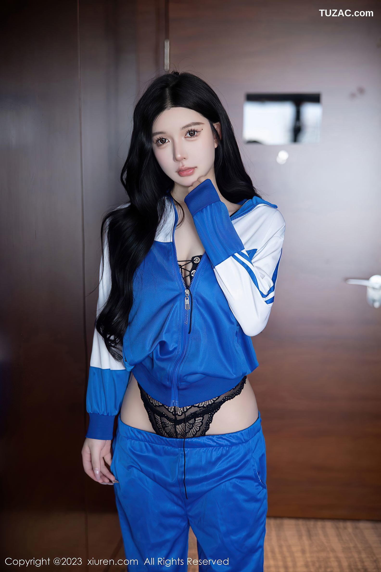 XiuRen秀人网-6660-林珊珊-蓝色运动服黑色情趣内衣-2023.04.28