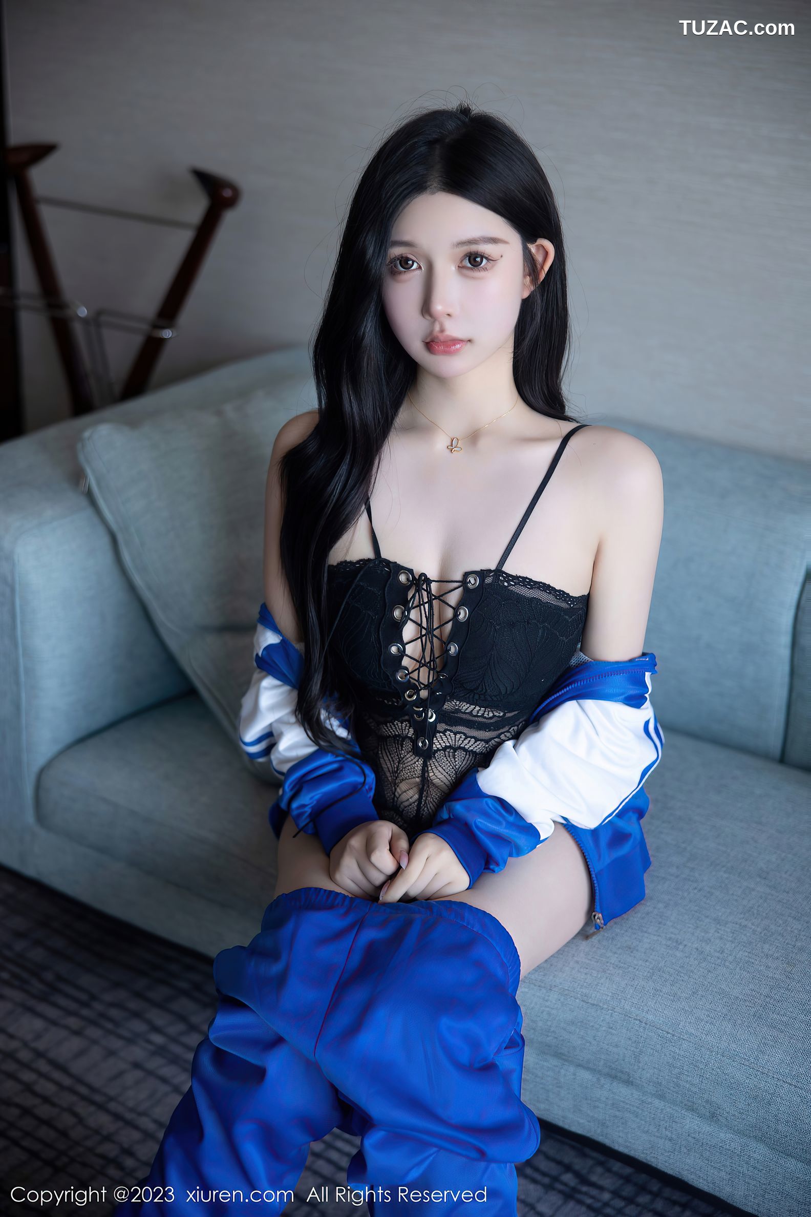 XiuRen秀人网-6660-林珊珊-蓝色运动服黑色情趣内衣-2023.04.28