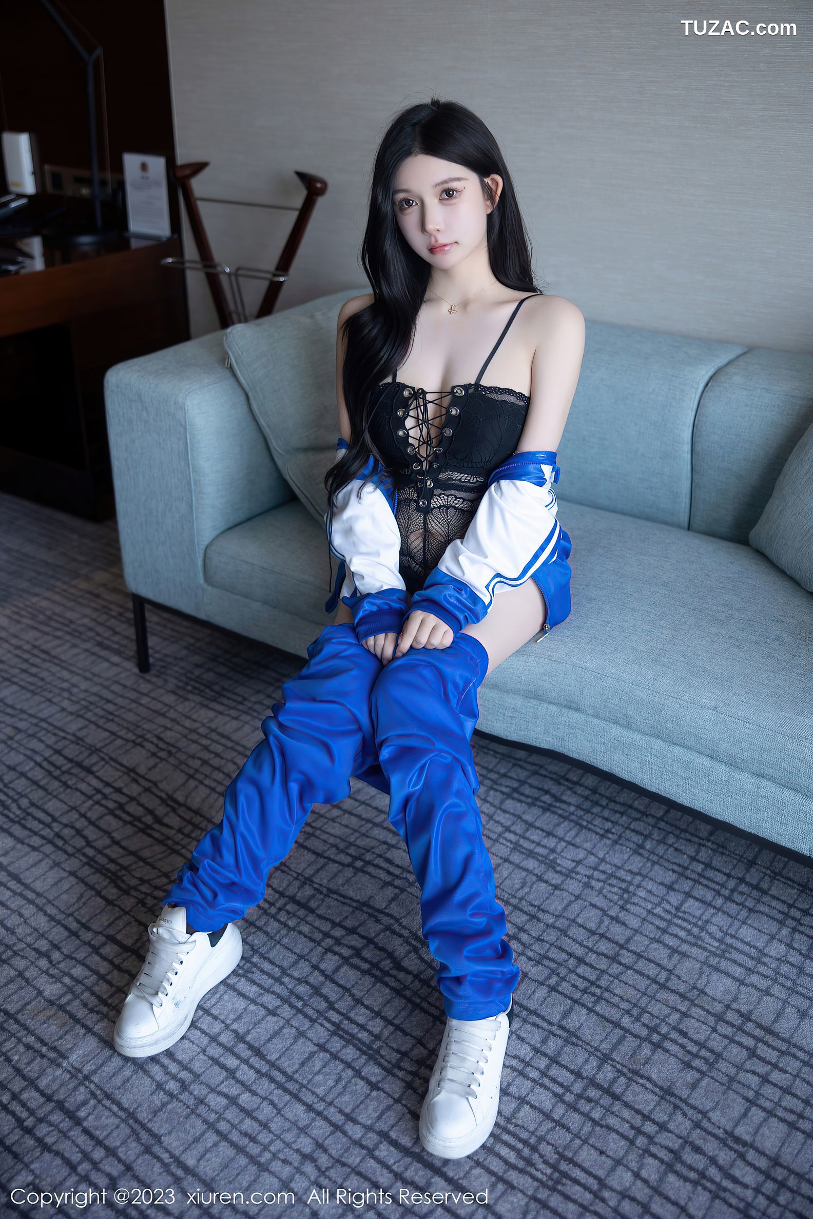 XiuRen秀人网-6660-林珊珊-蓝色运动服黑色情趣内衣-2023.04.28