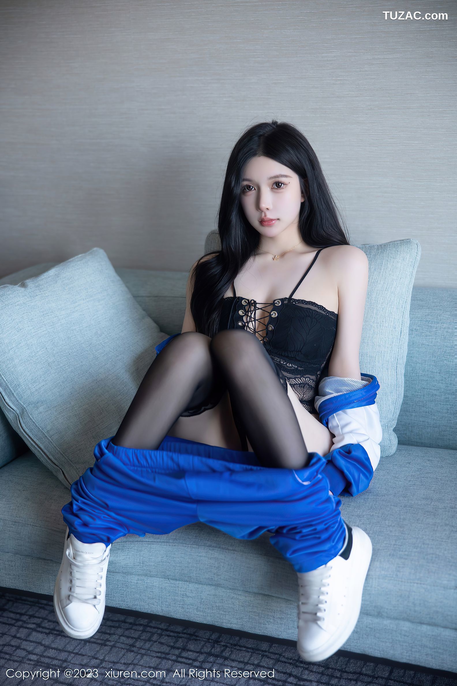 XiuRen秀人网-6660-林珊珊-蓝色运动服黑色情趣内衣-2023.04.28