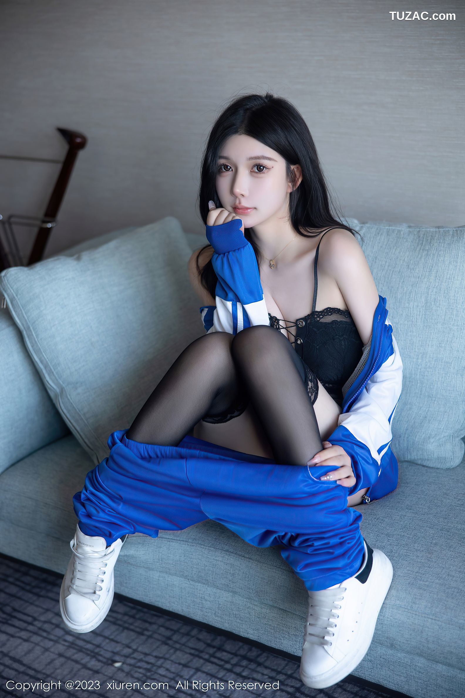 XiuRen秀人网-6660-林珊珊-蓝色运动服黑色情趣内衣-2023.04.28