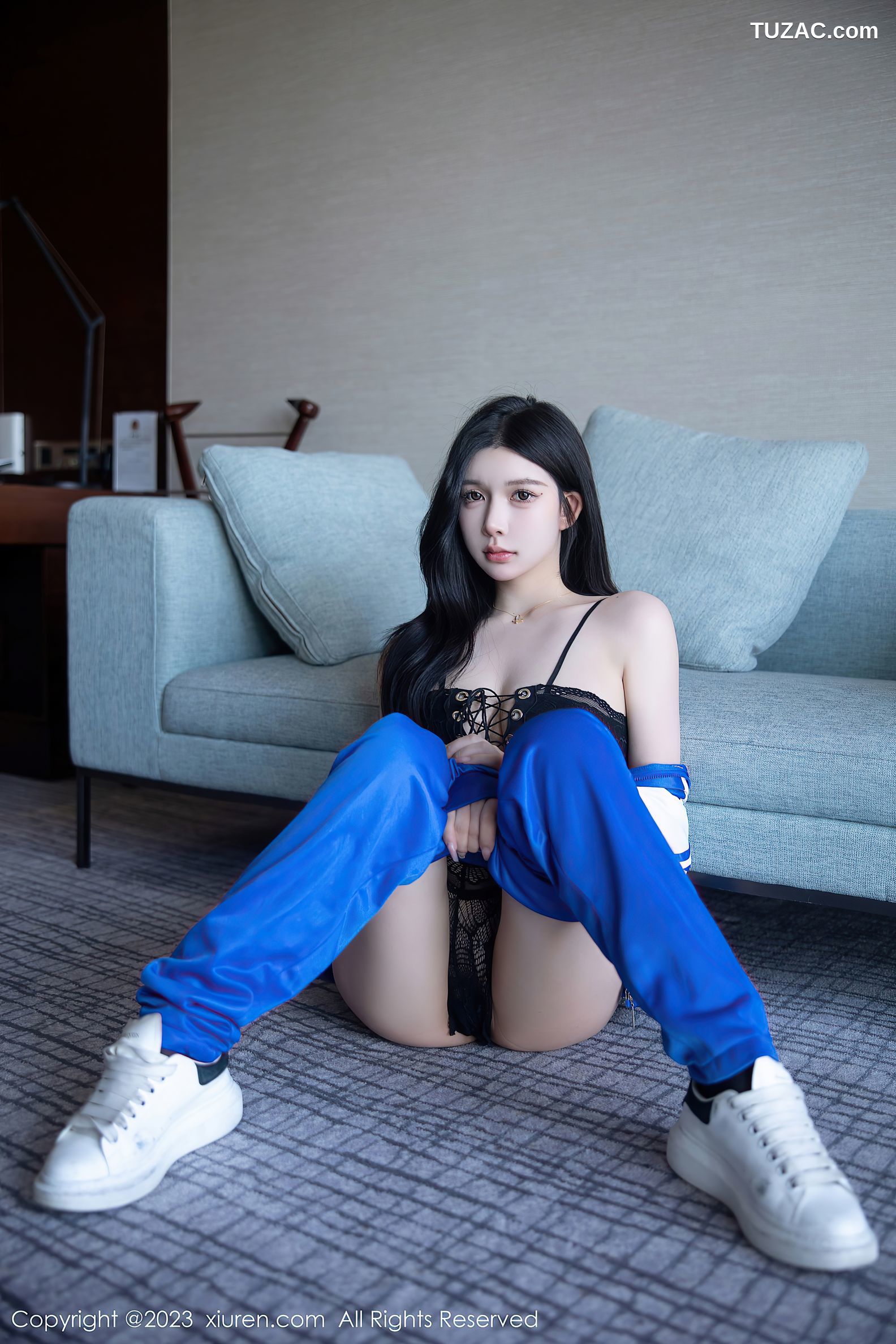 XiuRen秀人网-6660-林珊珊-蓝色运动服黑色情趣内衣-2023.04.28