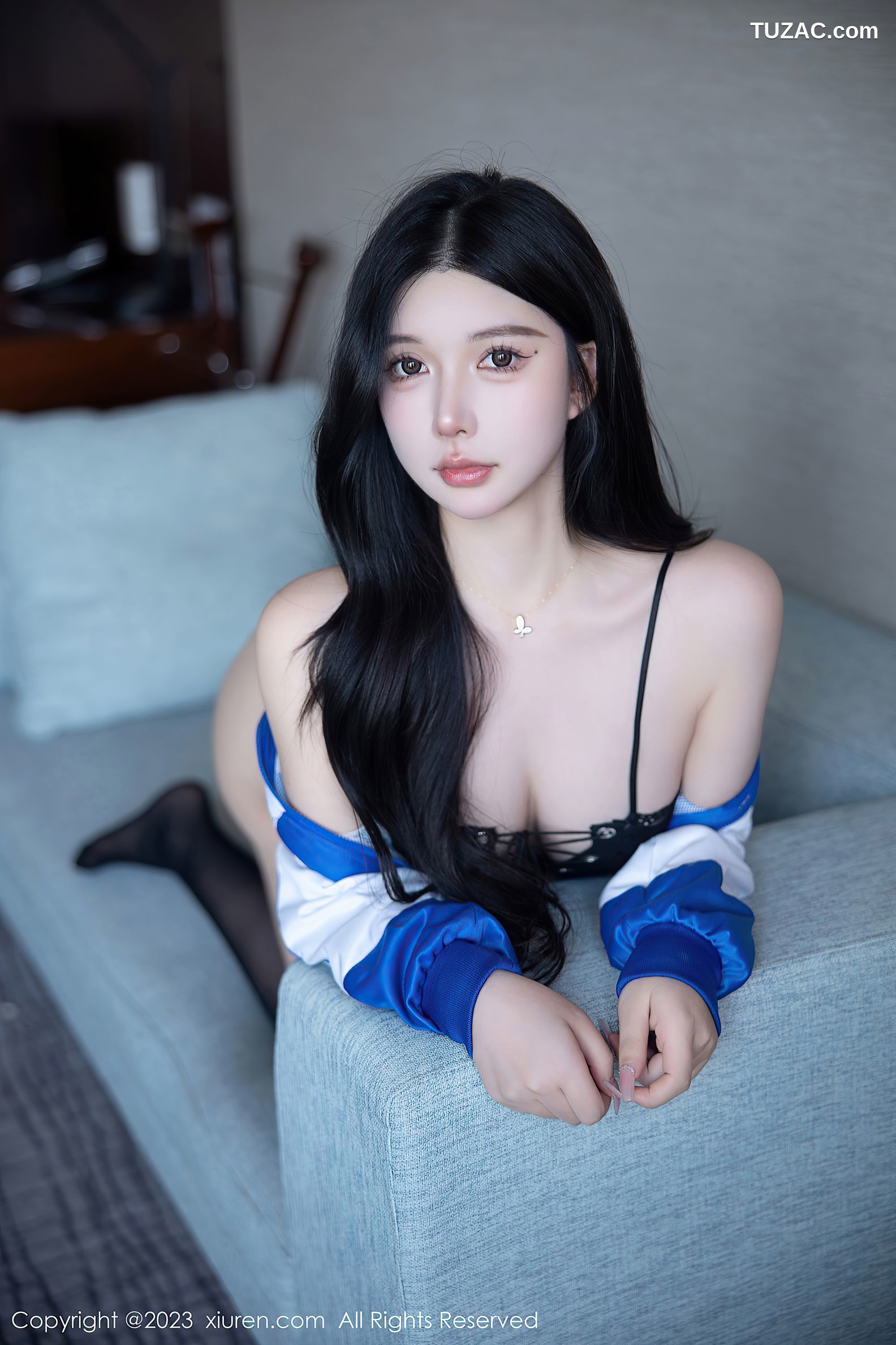 XiuRen秀人网-6660-林珊珊-蓝色运动服黑色情趣内衣-2023.04.28