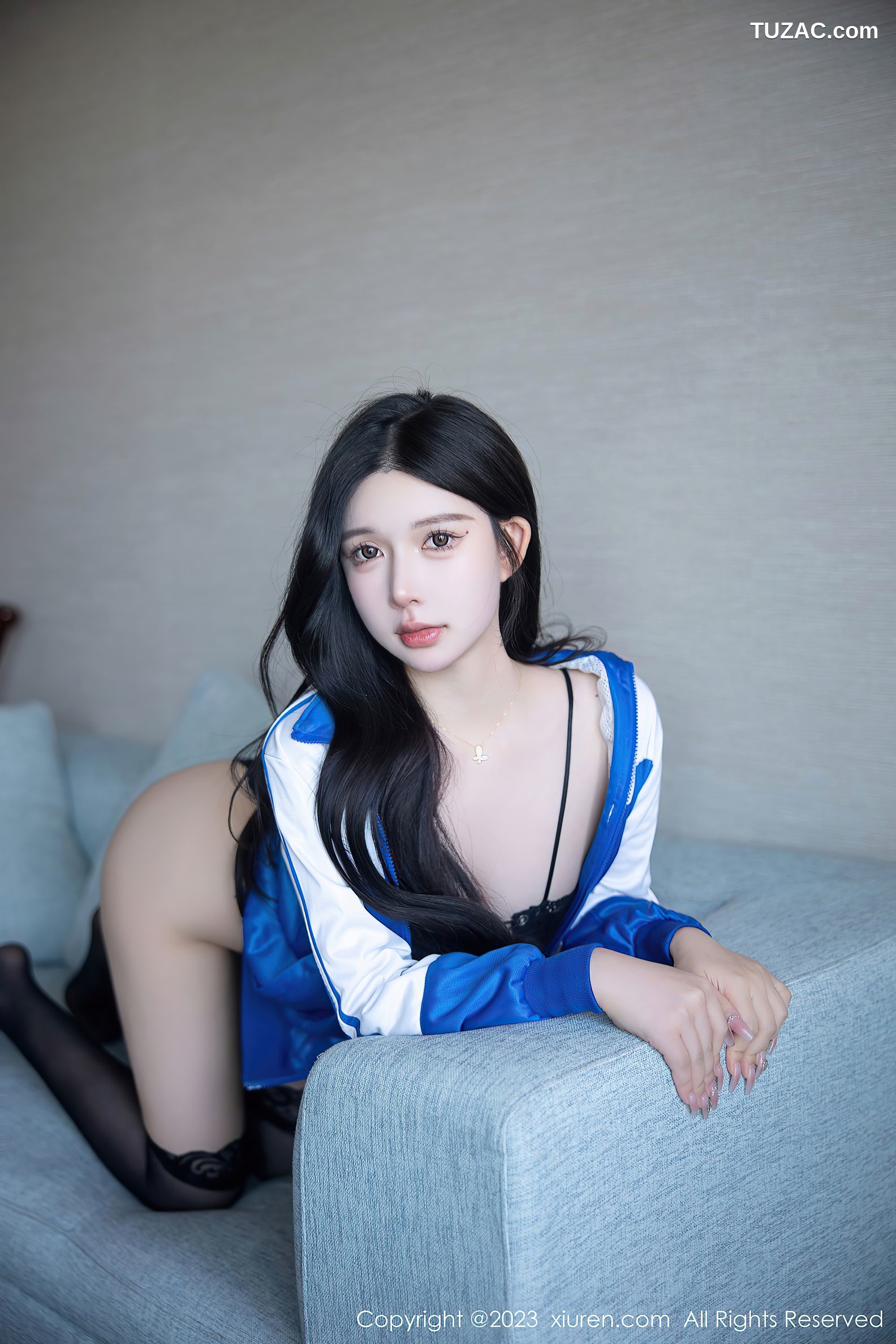 XiuRen秀人网-6660-林珊珊-蓝色运动服黑色情趣内衣-2023.04.28