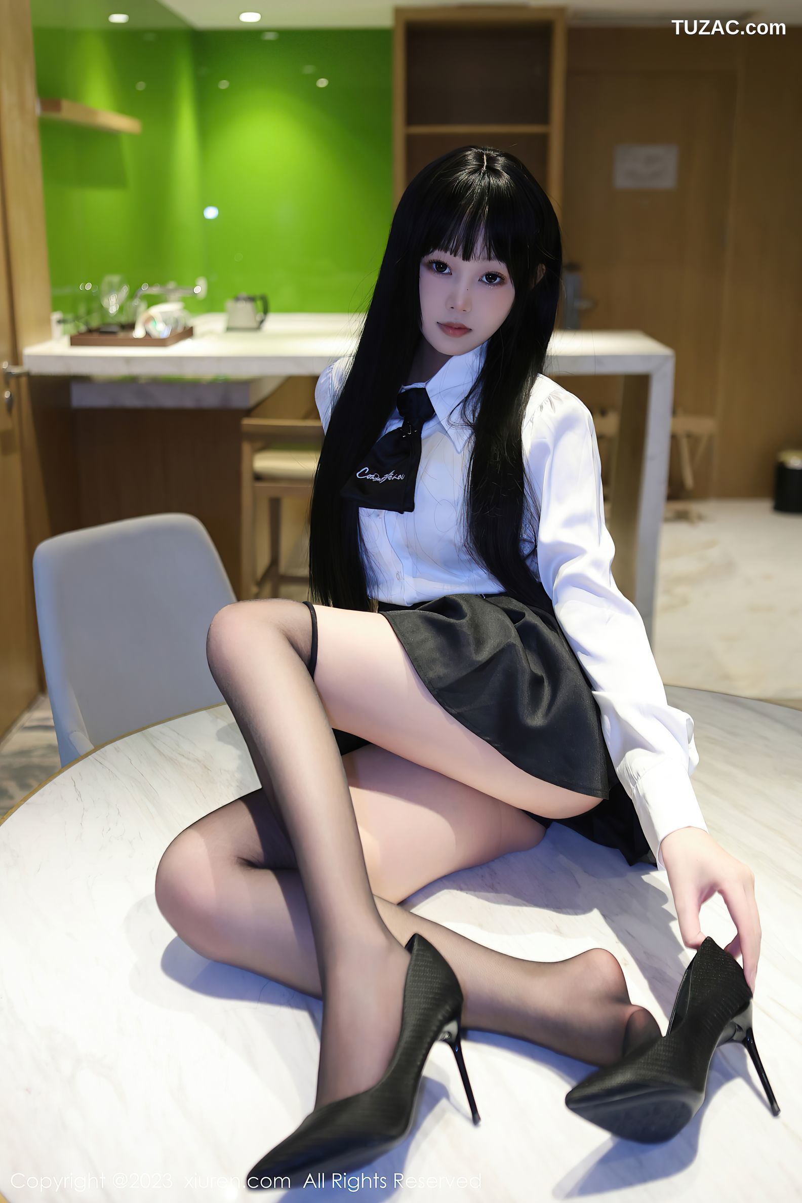 XiuRen秀人网-6685-早川京子-床上情趣捆绑黑色情趣内衣-2023.05.06
