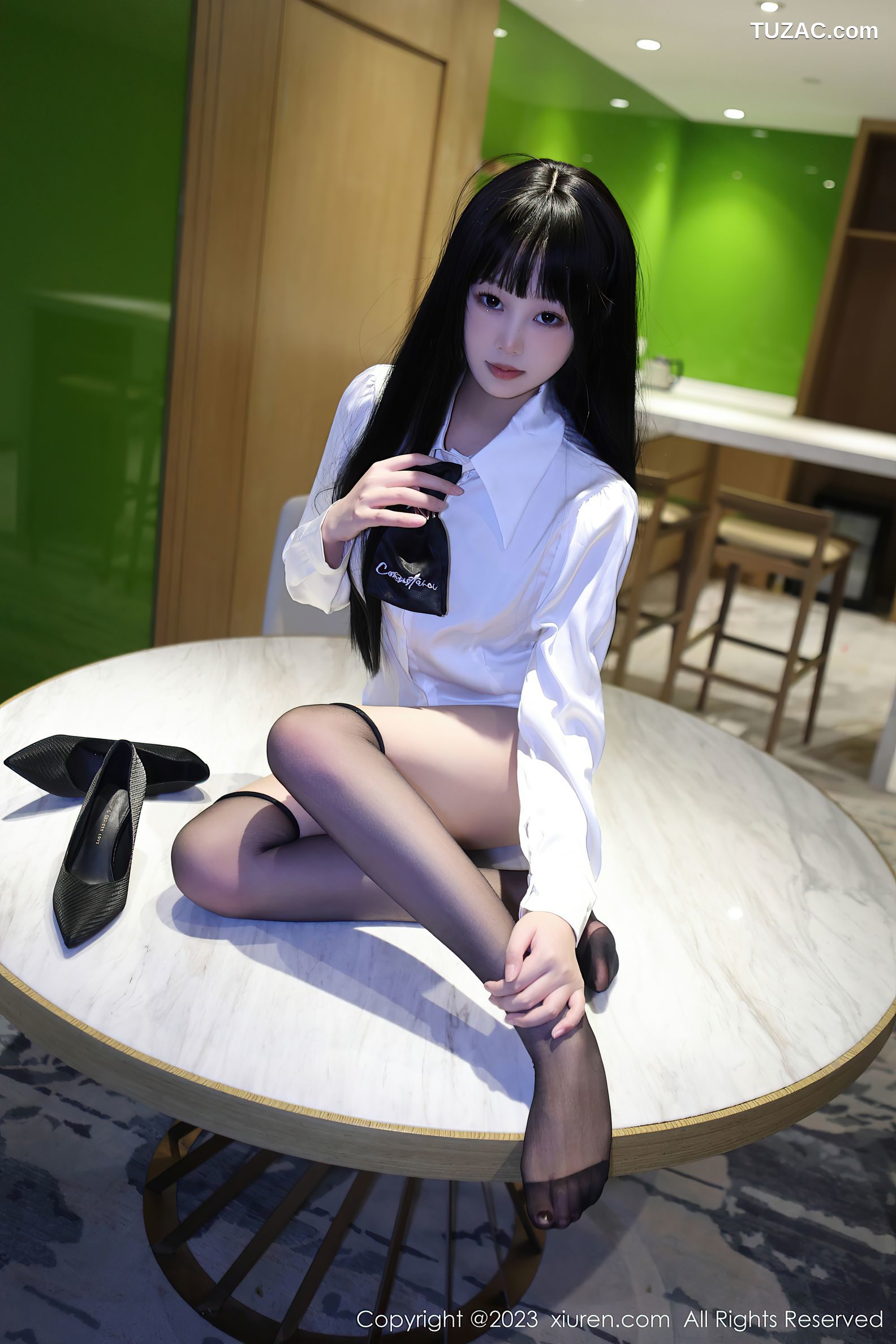 XiuRen秀人网-6685-早川京子-床上情趣捆绑黑色情趣内衣-2023.05.06