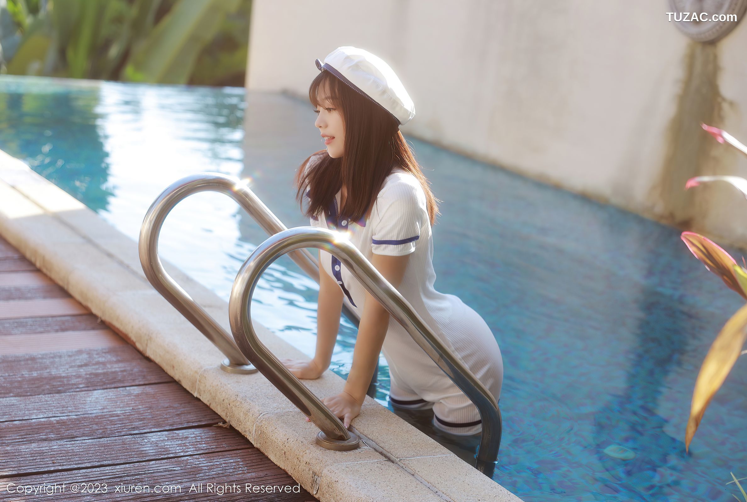 XiuRen秀人网-6686-佘贝拉Bella-泳池性感白色海军服-2023.05.06