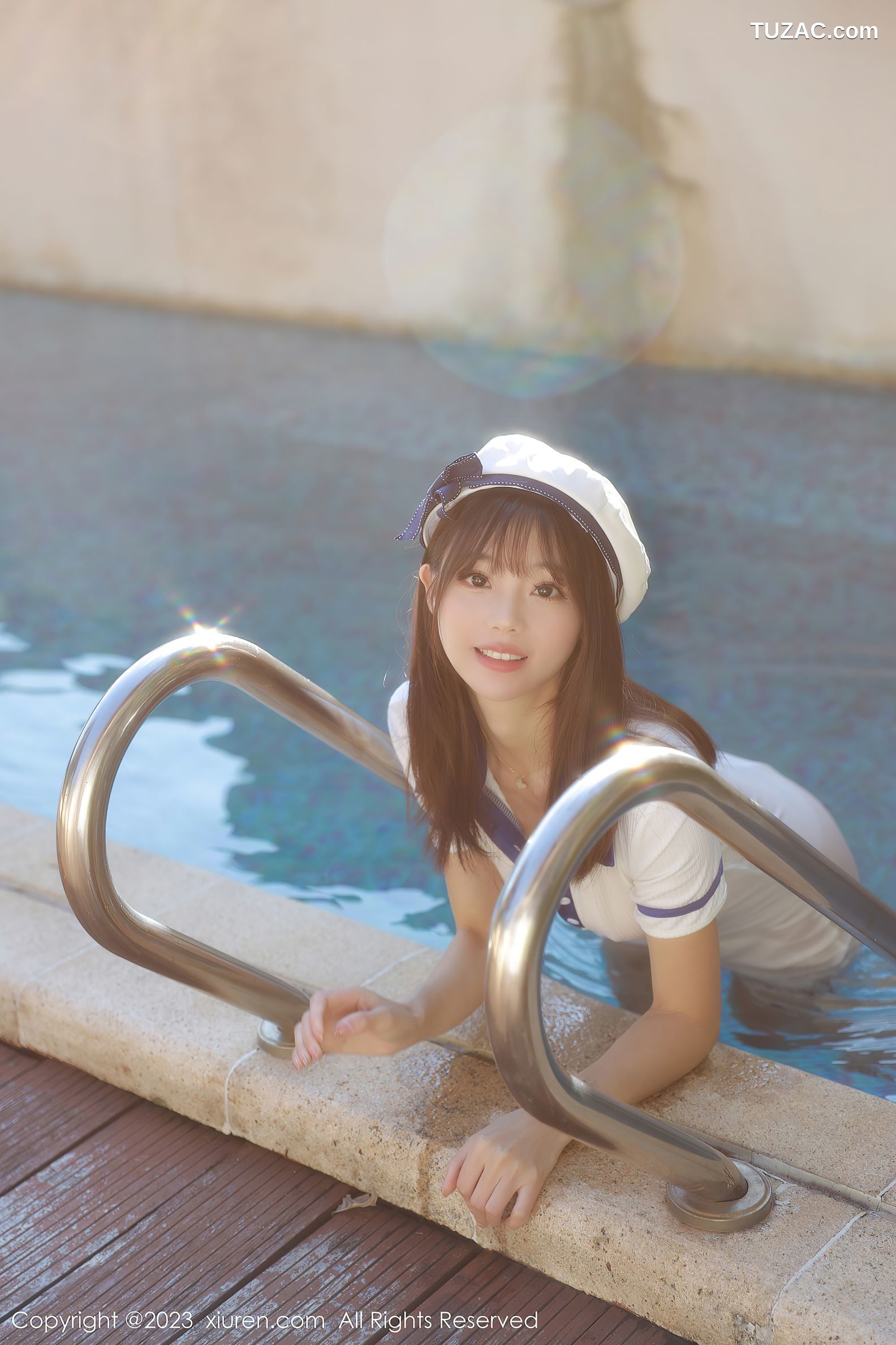 XiuRen秀人网-6686-佘贝拉Bella-泳池性感白色海军服-2023.05.06