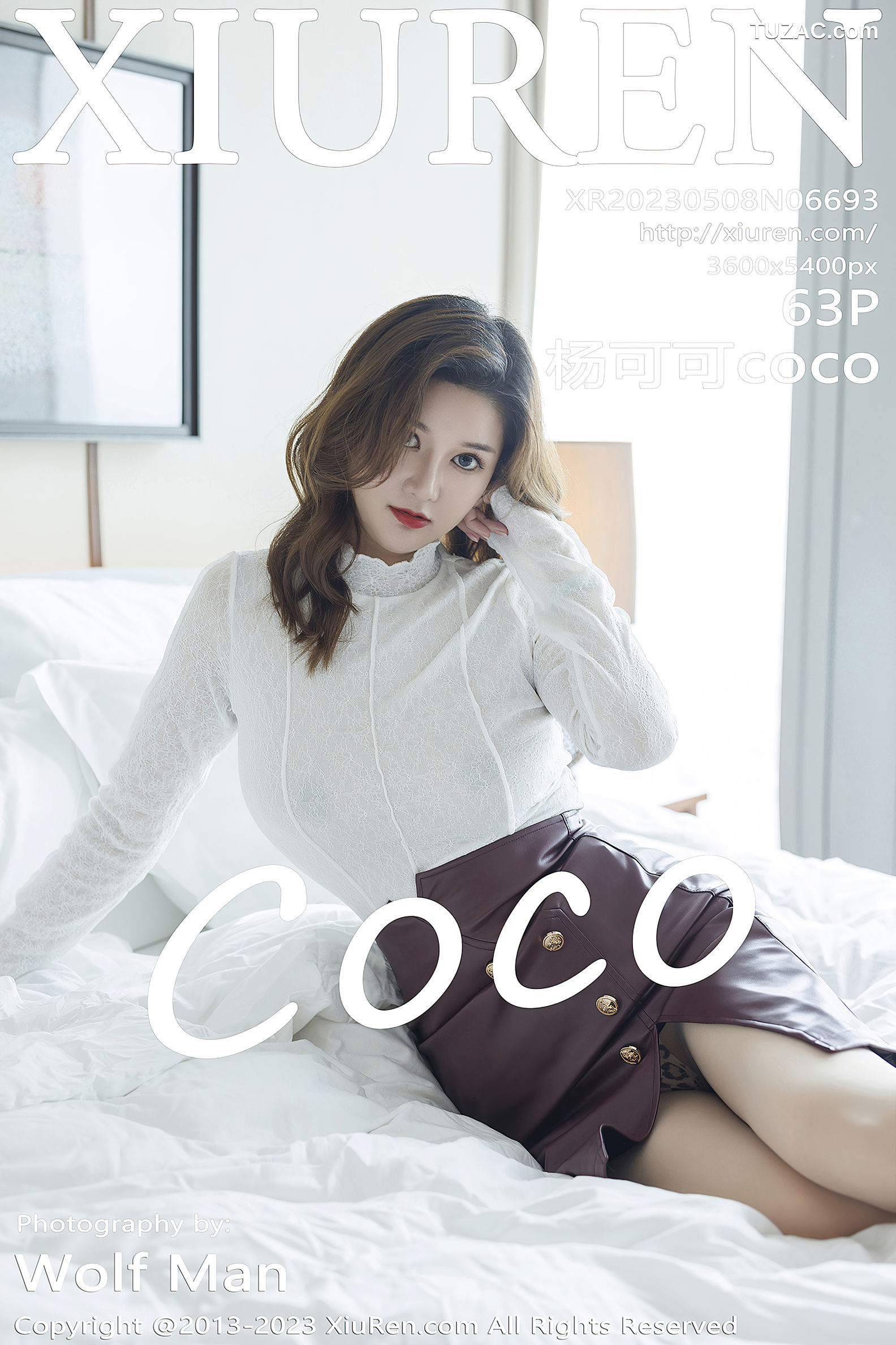 XiuRen秀人网-6693-杨可可coco-白色上衣暗红短裙原色丝袜-2023.05.08