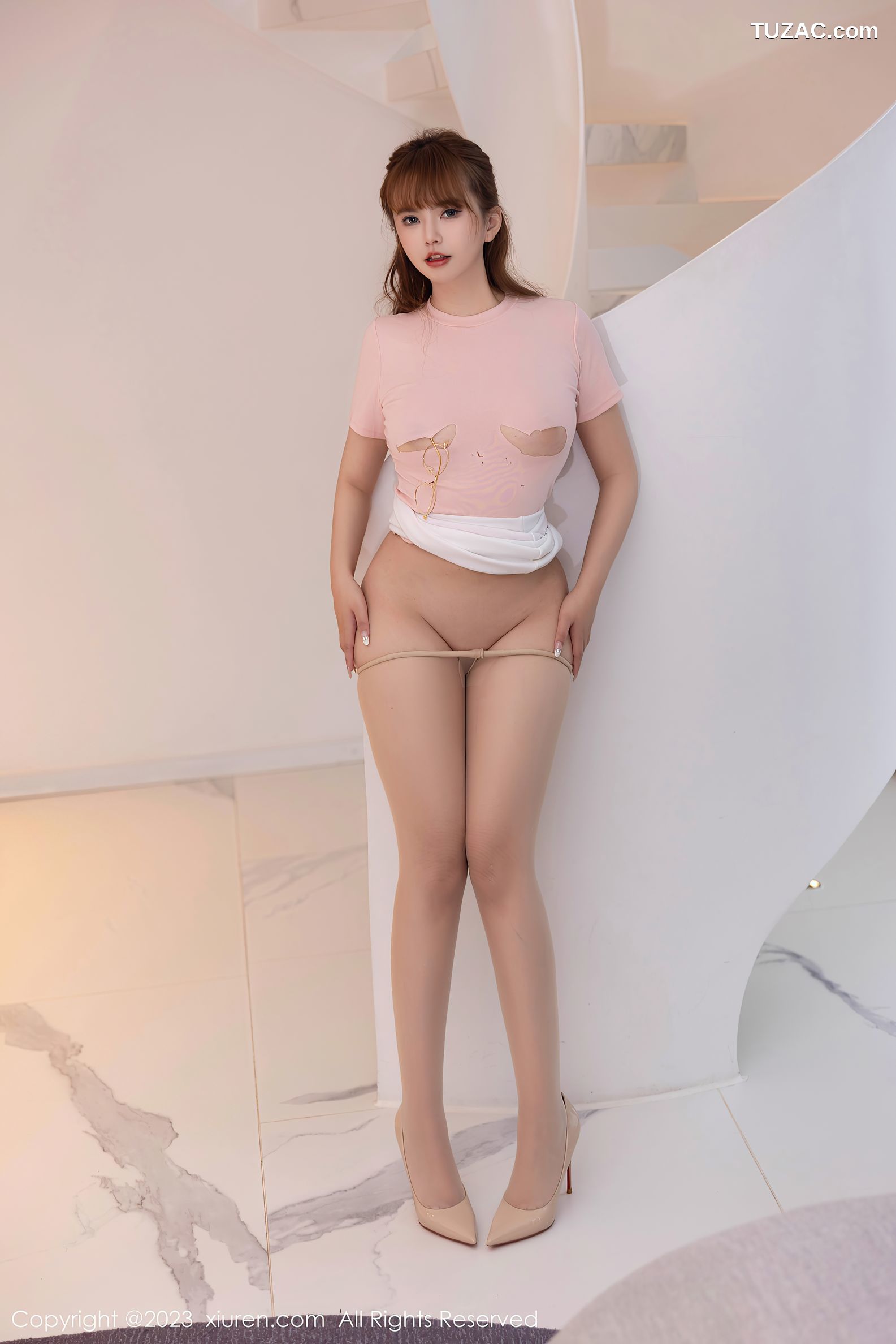 XiuRen秀人网-6722-张思允Nice-粉色衣超薄肉丝-2023.05.11