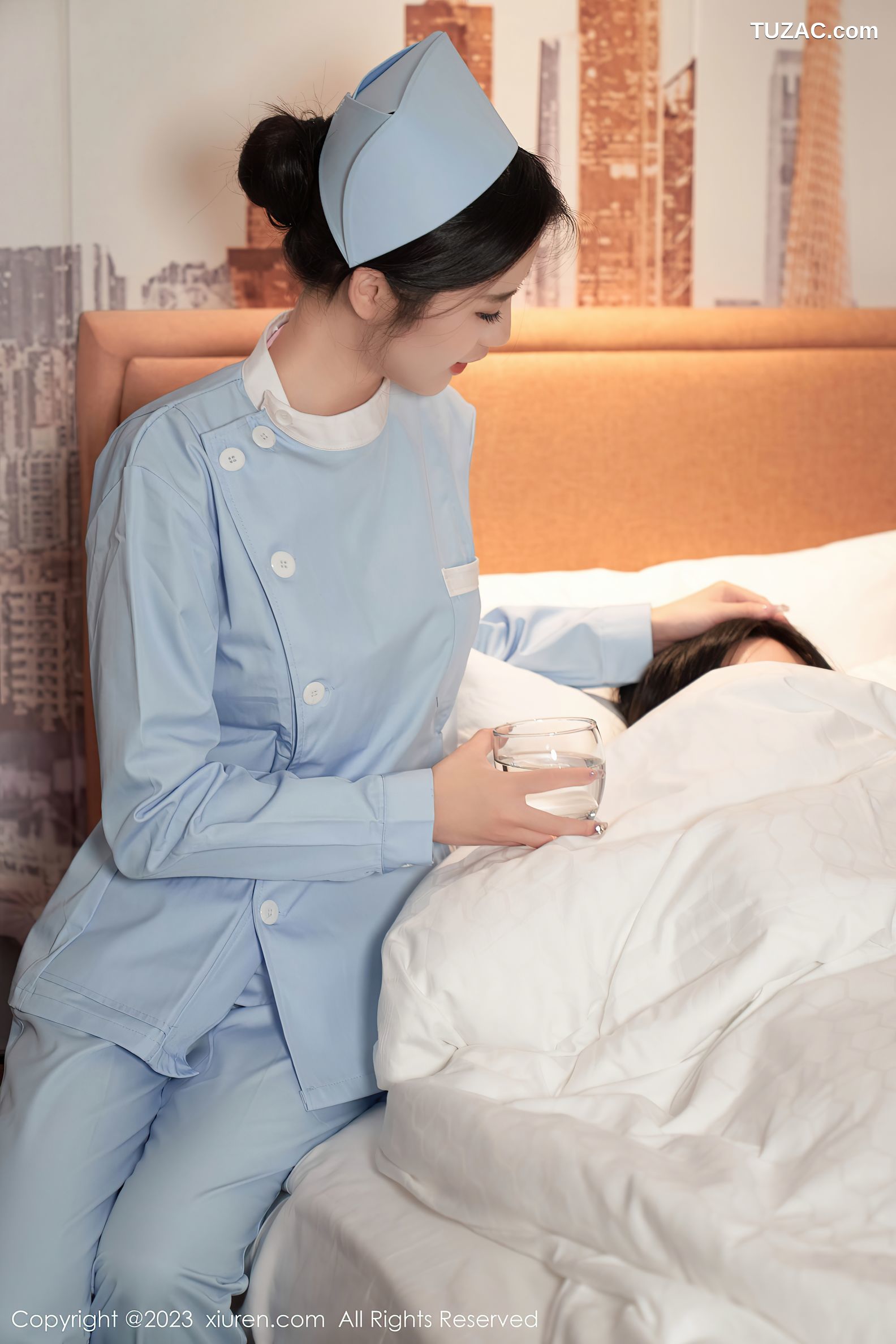 XiuRen秀人网-6745-浅浅Danny-淡蓝护士服粉色情趣服饰-2023.05.16