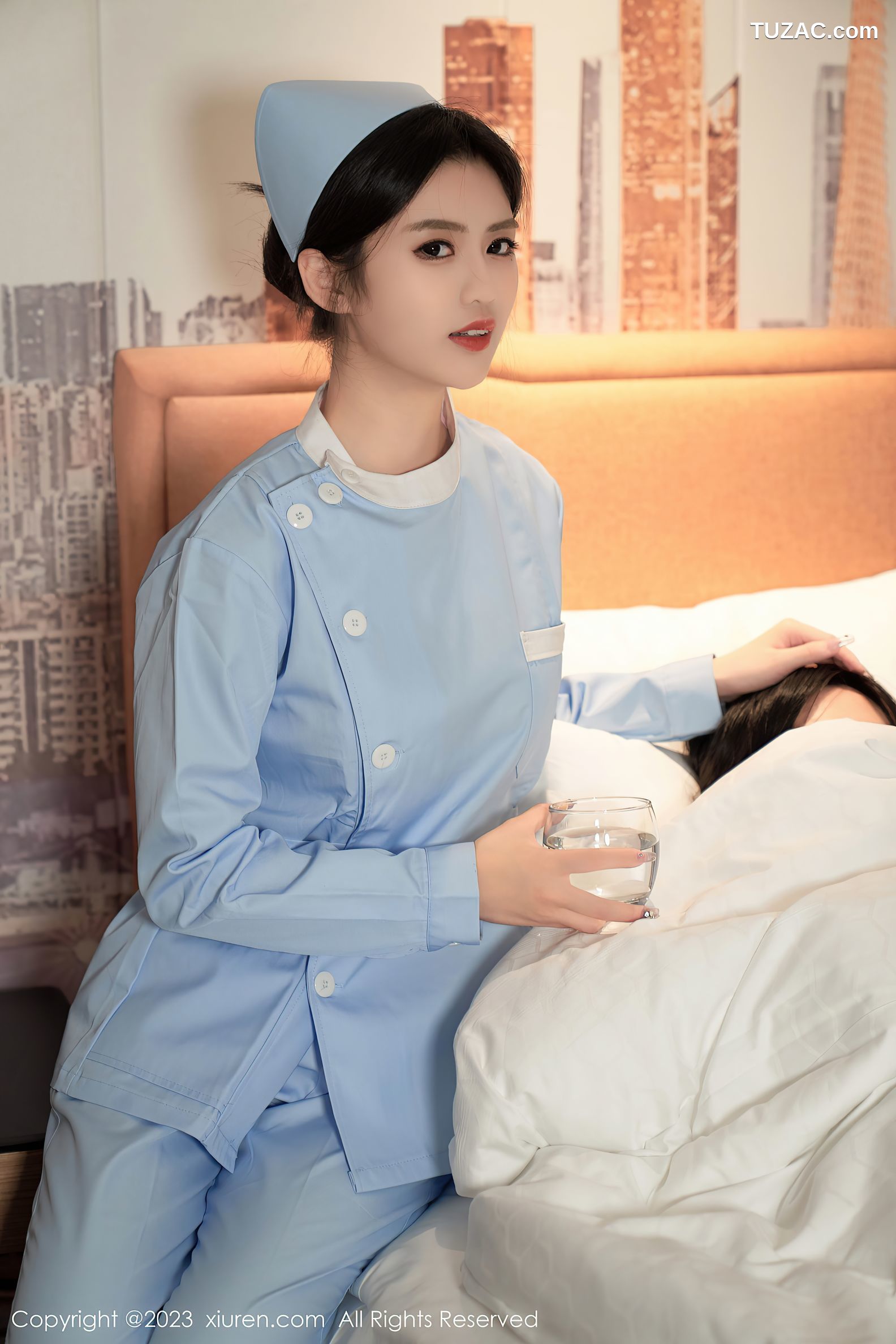 XiuRen秀人网-6745-浅浅Danny-淡蓝护士服粉色情趣服饰-2023.05.16