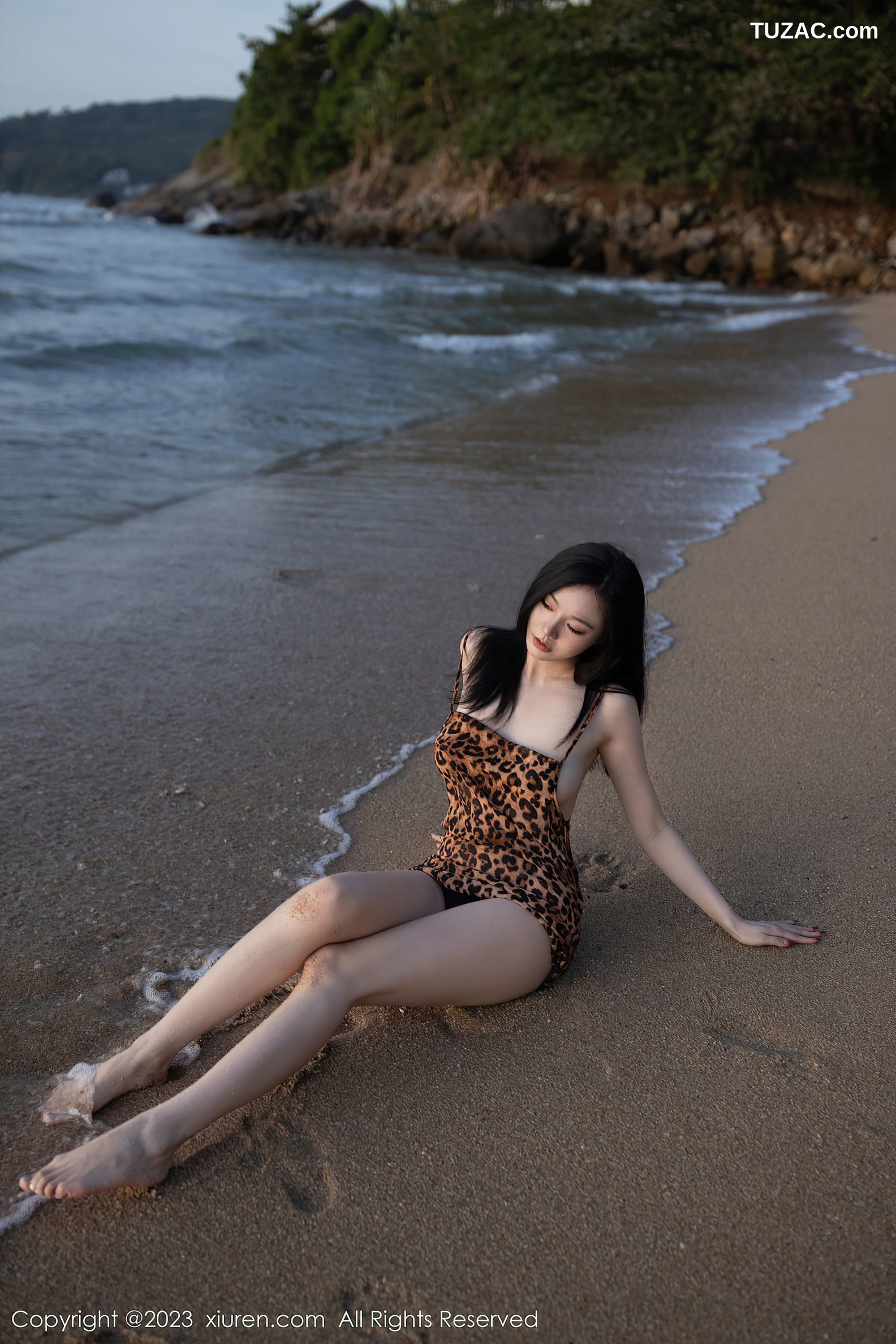 XiuRen秀人网-6787-安然Anran-豹纹服黑色轻透连体衣-2023.05.23