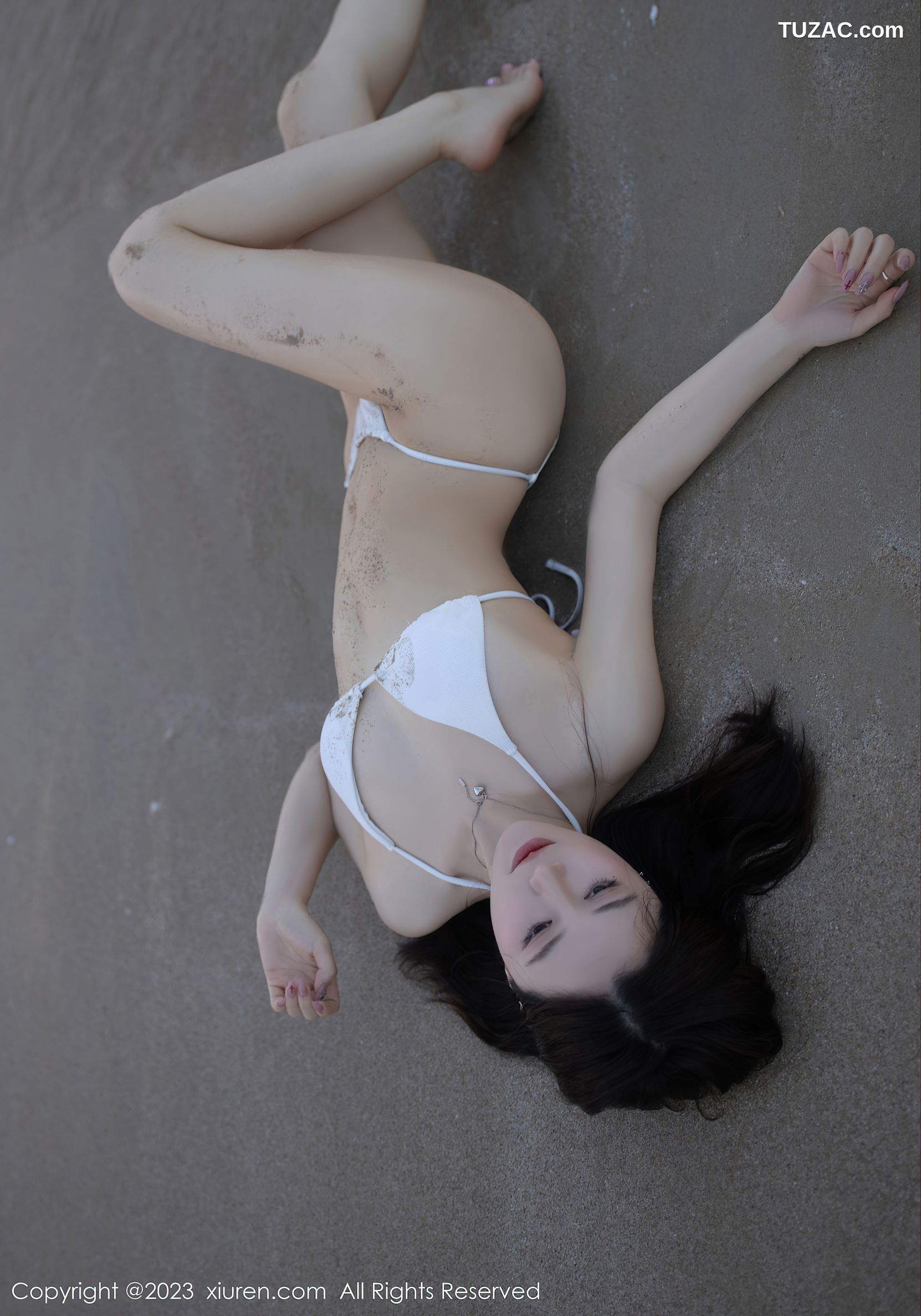 XiuRen秀人网-6852-鱼子酱Fish-海边性感白色比基尼服-2023.06.02
