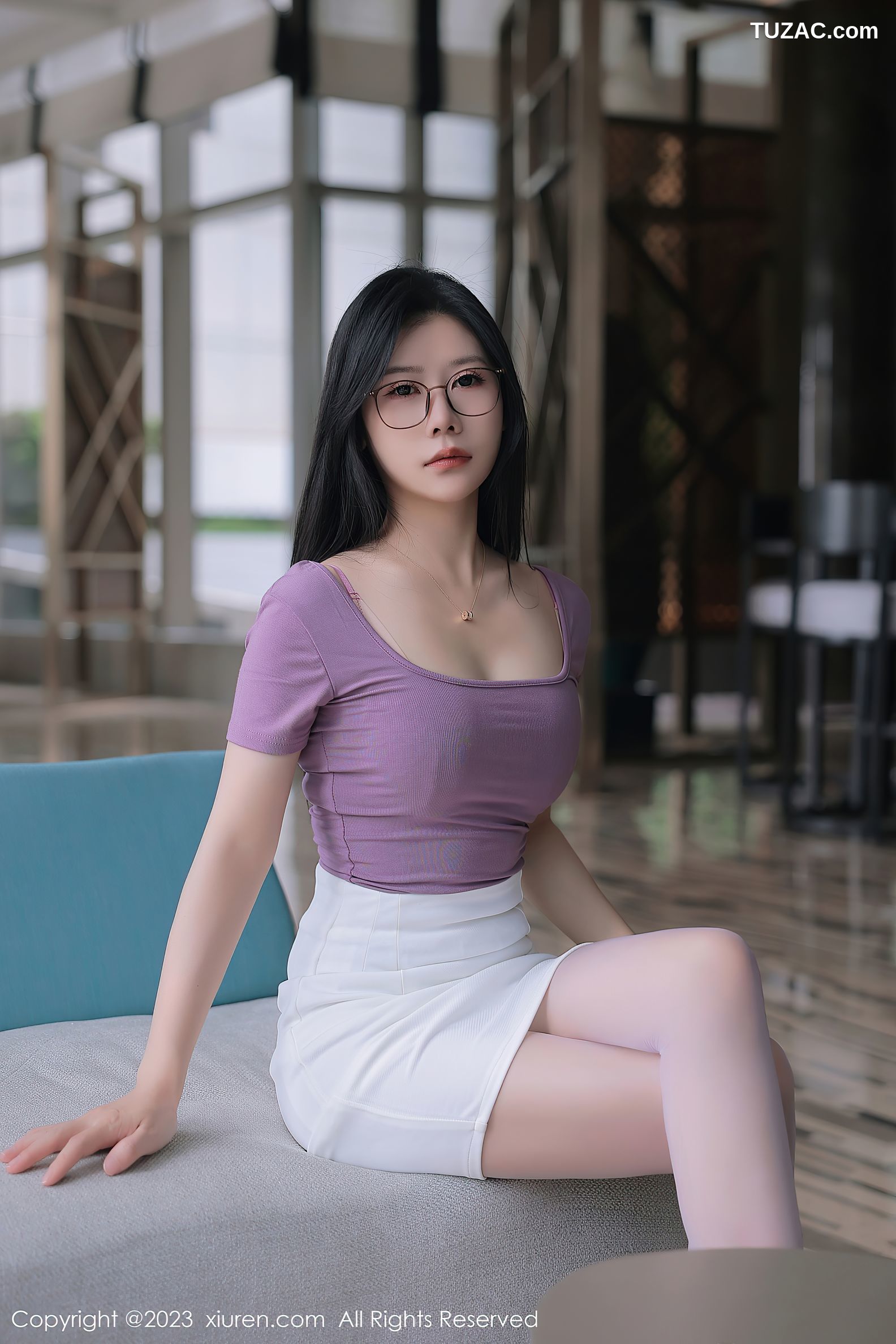 XiuRen秀人网-6865-尹甜甜-泰国旅拍淡红蕾丝内衣紫色丝袜-2023.06.06