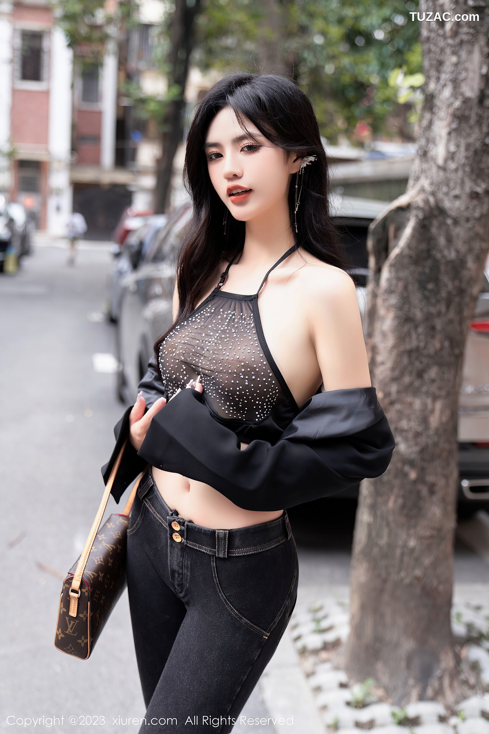 XiuRen秀人网-6874-浅浅Danny-黑色轻透内衣超薄肉丝-2023.06.07