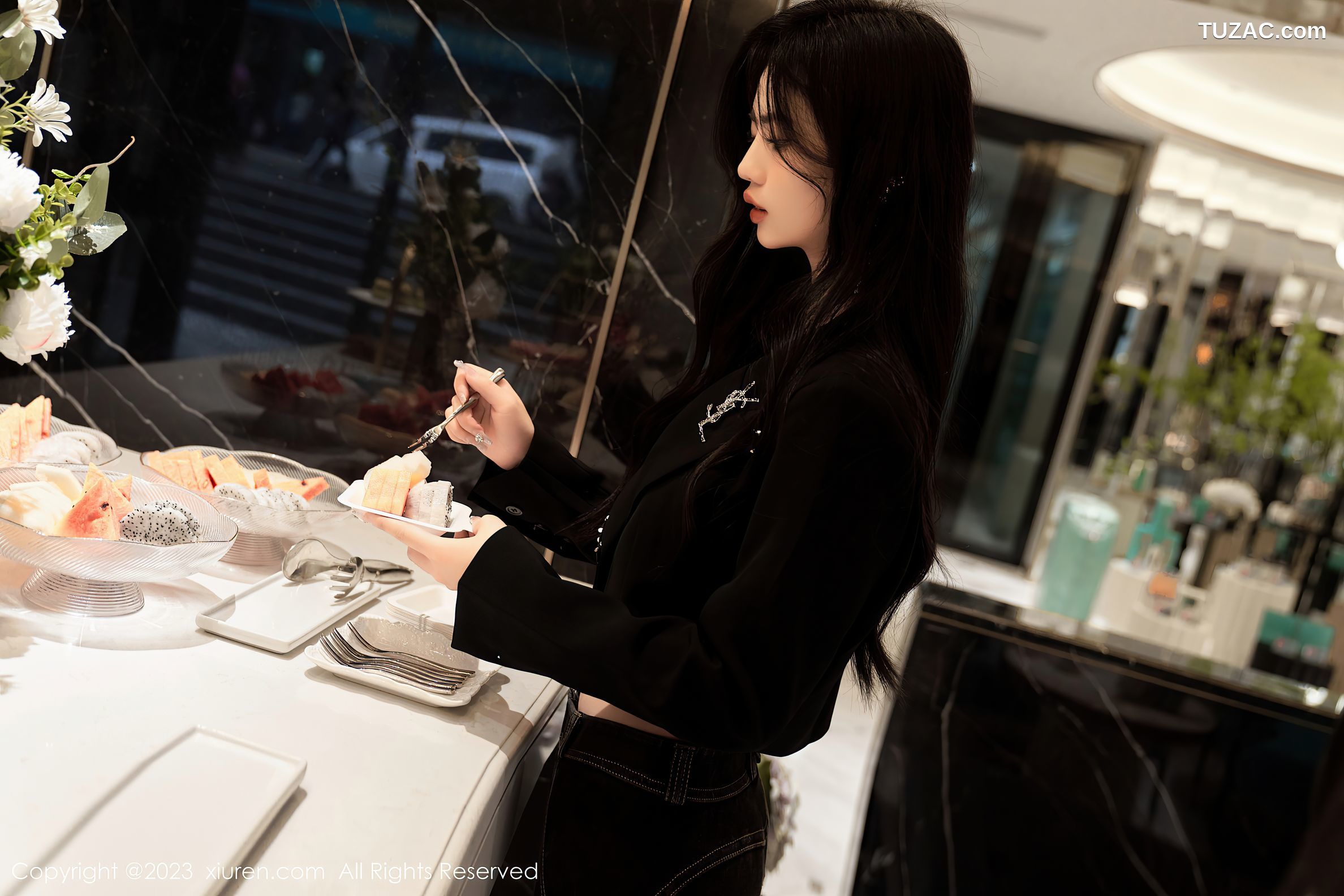 XiuRen秀人网-6874-浅浅Danny-黑色轻透内衣超薄肉丝-2023.06.07