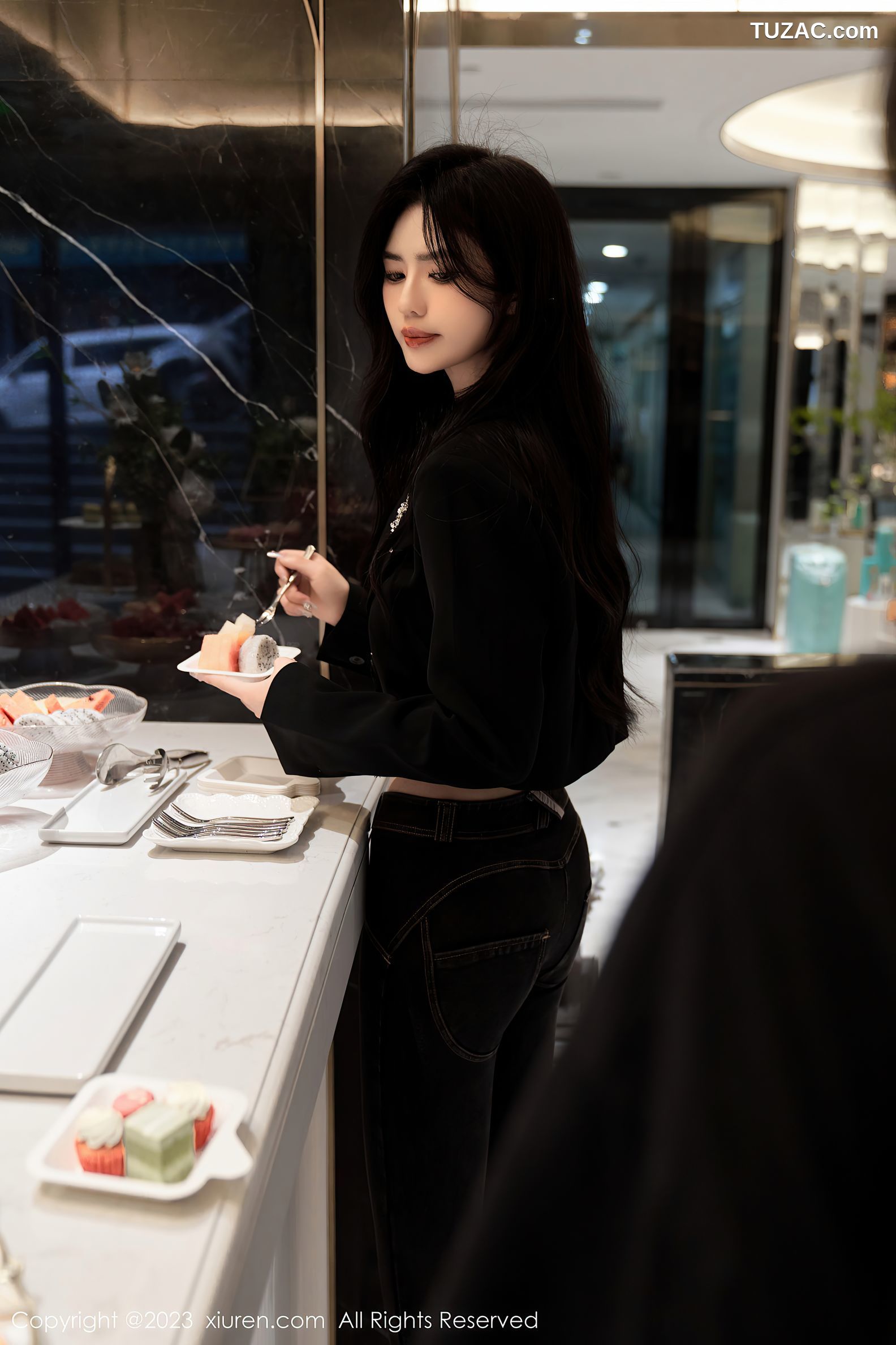 XiuRen秀人网-6874-浅浅Danny-黑色轻透内衣超薄肉丝-2023.06.07