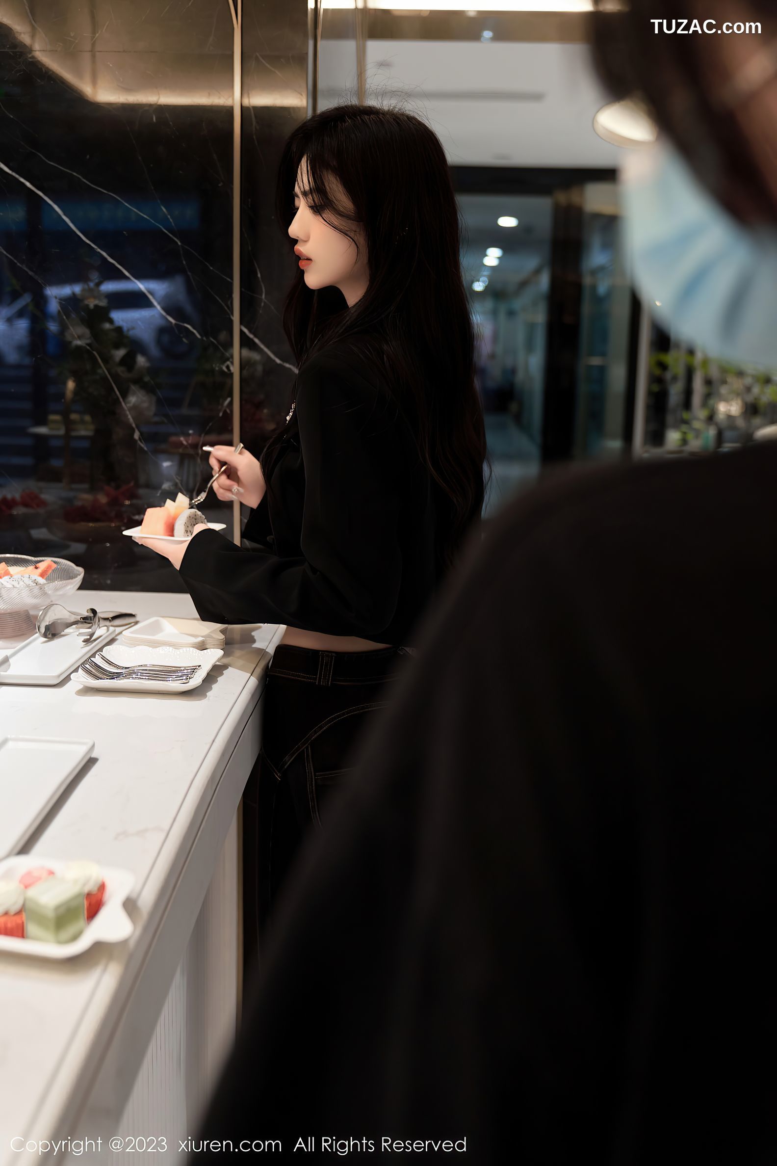 XiuRen秀人网-6874-浅浅Danny-黑色轻透内衣超薄肉丝-2023.06.07