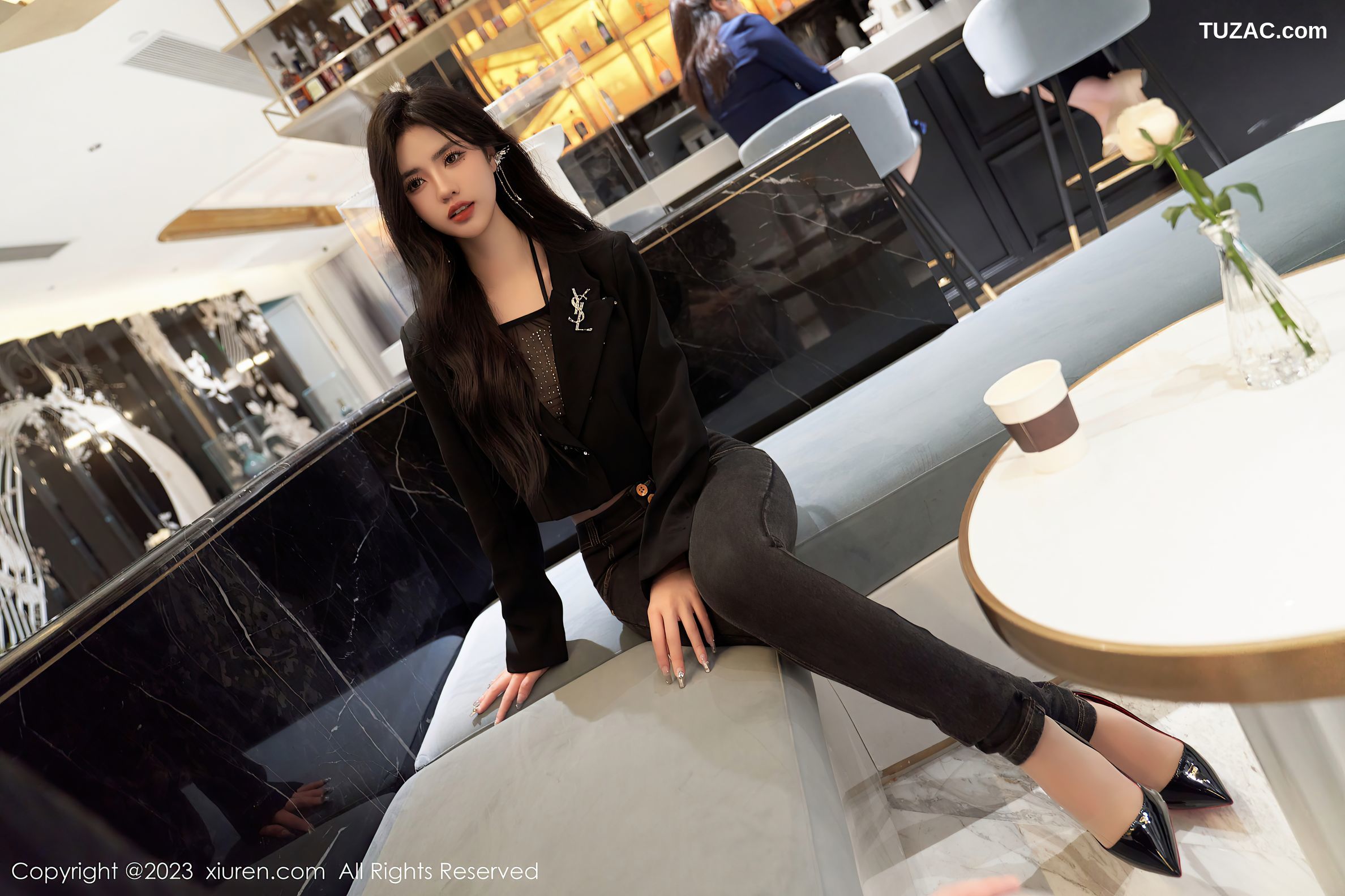 XiuRen秀人网-6874-浅浅Danny-黑色轻透内衣超薄肉丝-2023.06.07