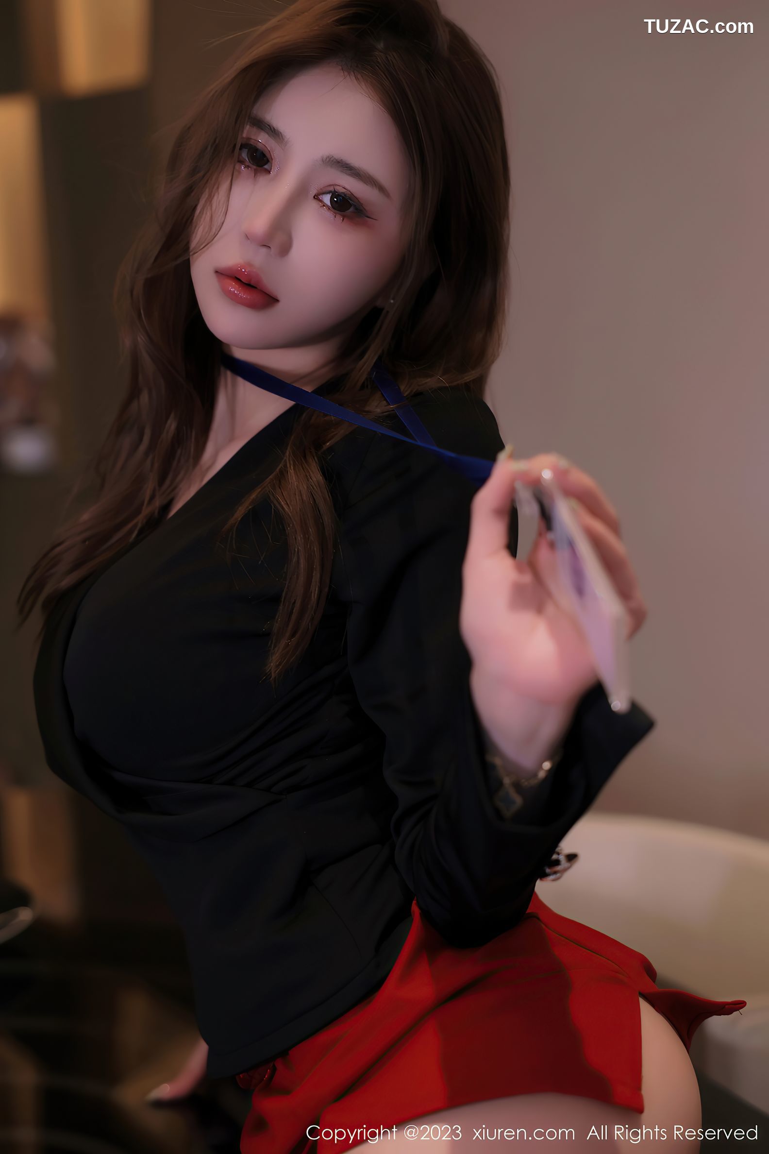 XiuRen秀人网-6903-Tina_甜仔-红色蕾丝情趣内衣-2023.06.13