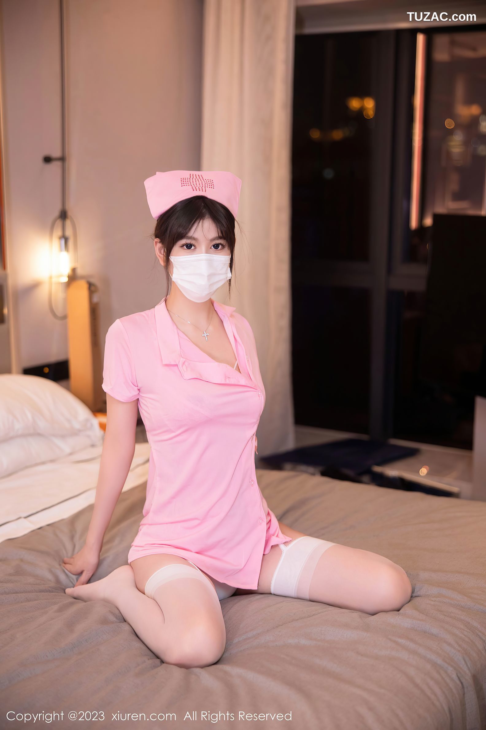 XiuRen秀人网-6910-李雅柔182CM-粉色护士装白色蕾丝内衣-2023.06.14