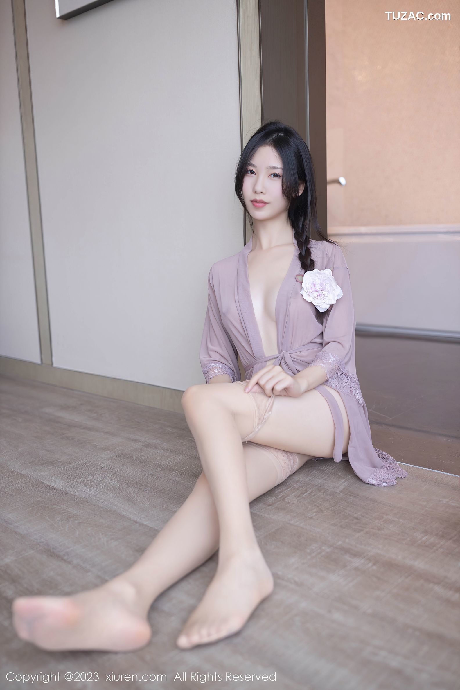 XiuRen秀人网-6913-利世-紫灰情趣睡裙原色丝袜-2023.06.14