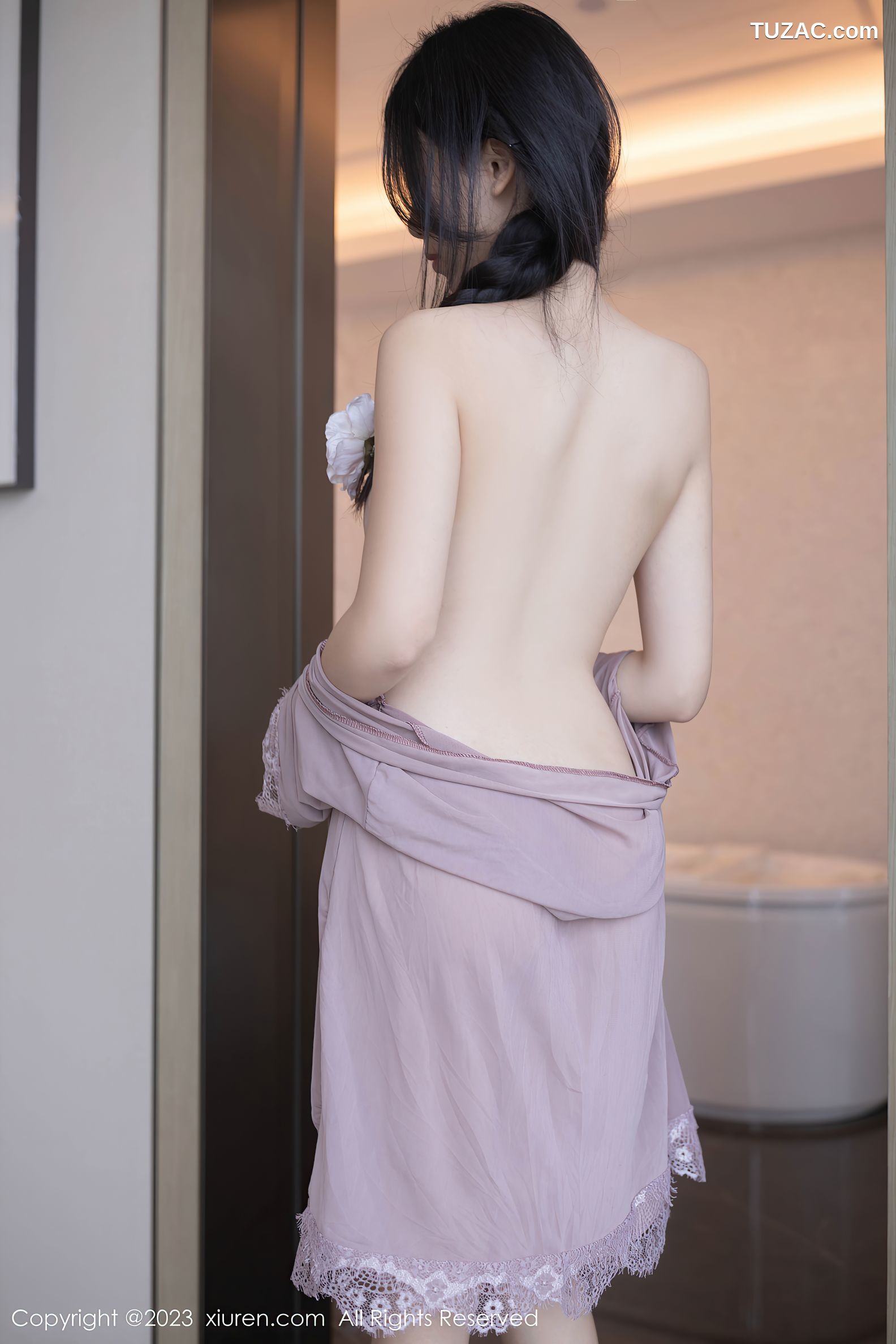 XiuRen秀人网-6913-利世-紫灰情趣睡裙原色丝袜-2023.06.14