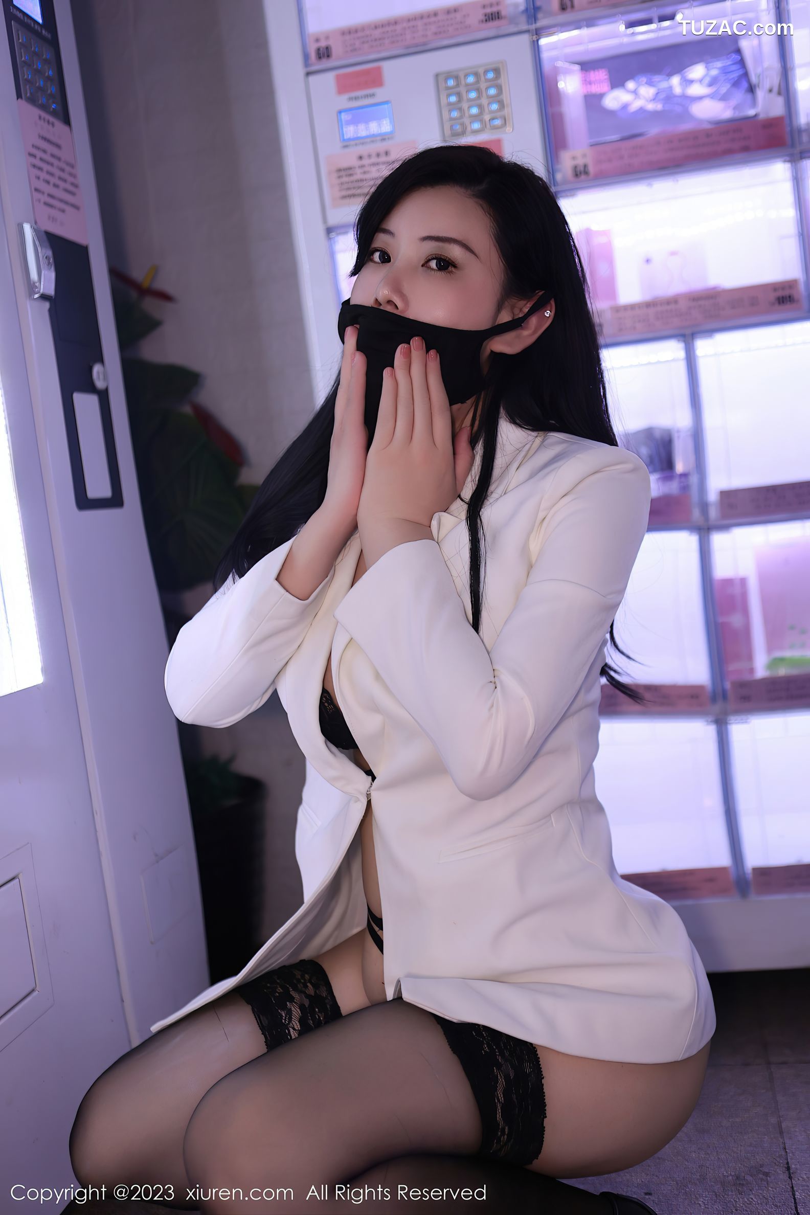 XiuRen秀人网-6930-王婉悠Queen-白色西服黑色蕾丝情趣内衣-2023.06.16