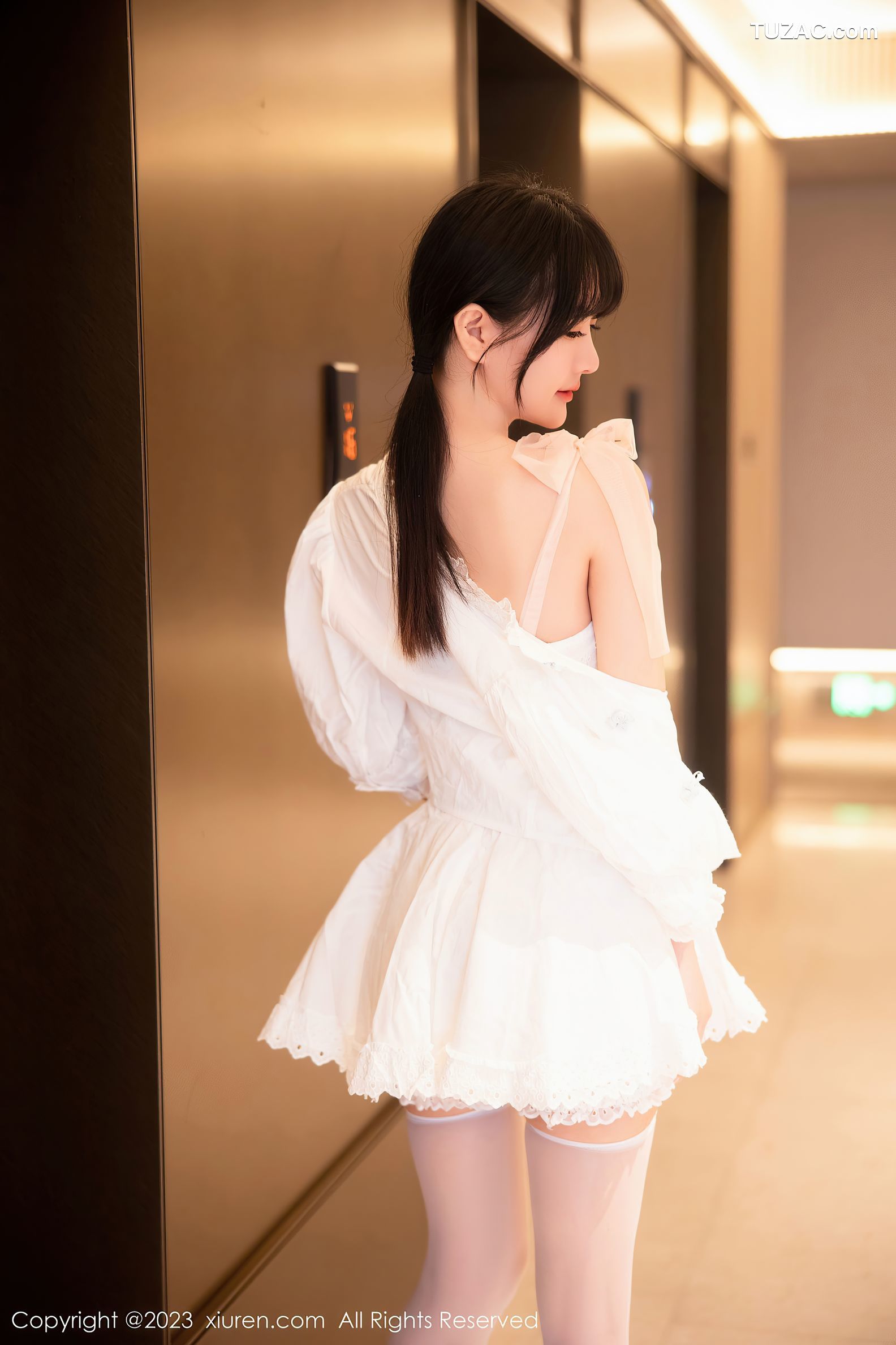 XiuRen秀人网-6933-幼幼-白色连衣短裙粉色情趣内衣-2023.06.16