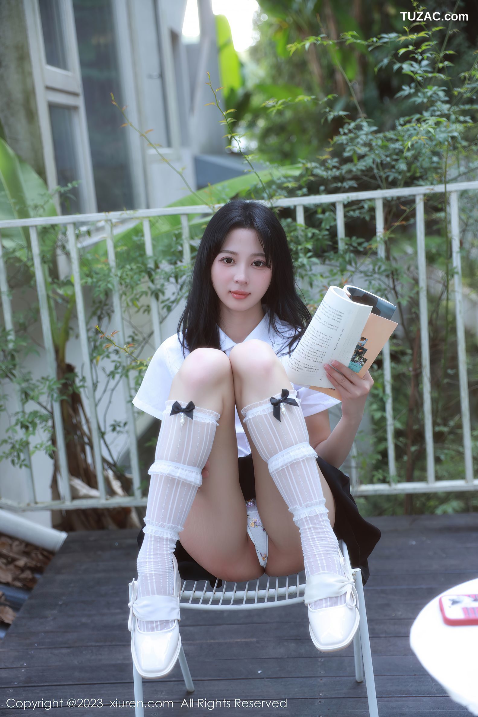 XiuRen秀人网-6969-糖豆sisi-白色上衣黑短裙淡色轻透内衣-2023.06.25