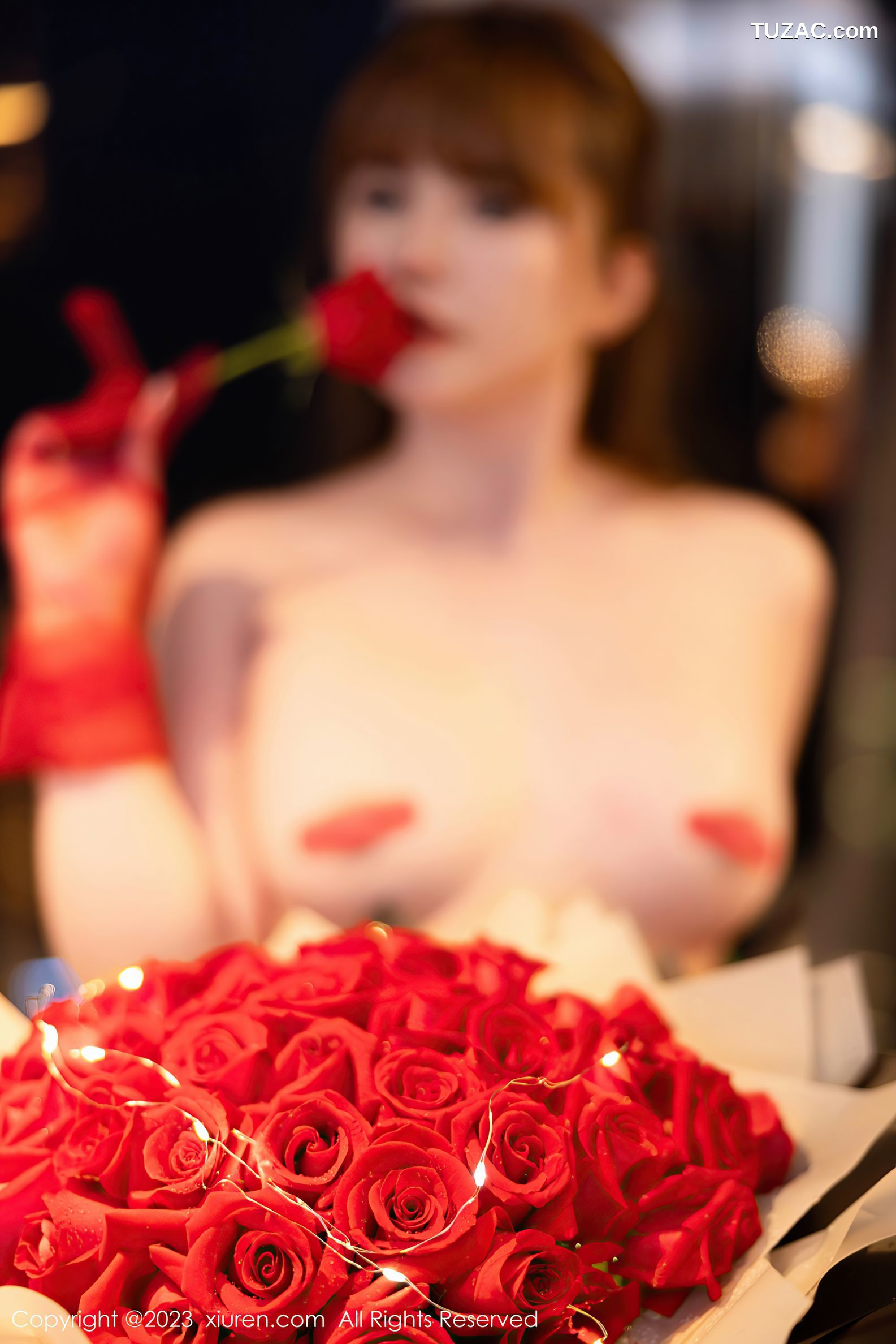 XiuRen秀人网-6981-张思允Nice-红色轻透情趣内衣豪乳遮点-2023.06.27