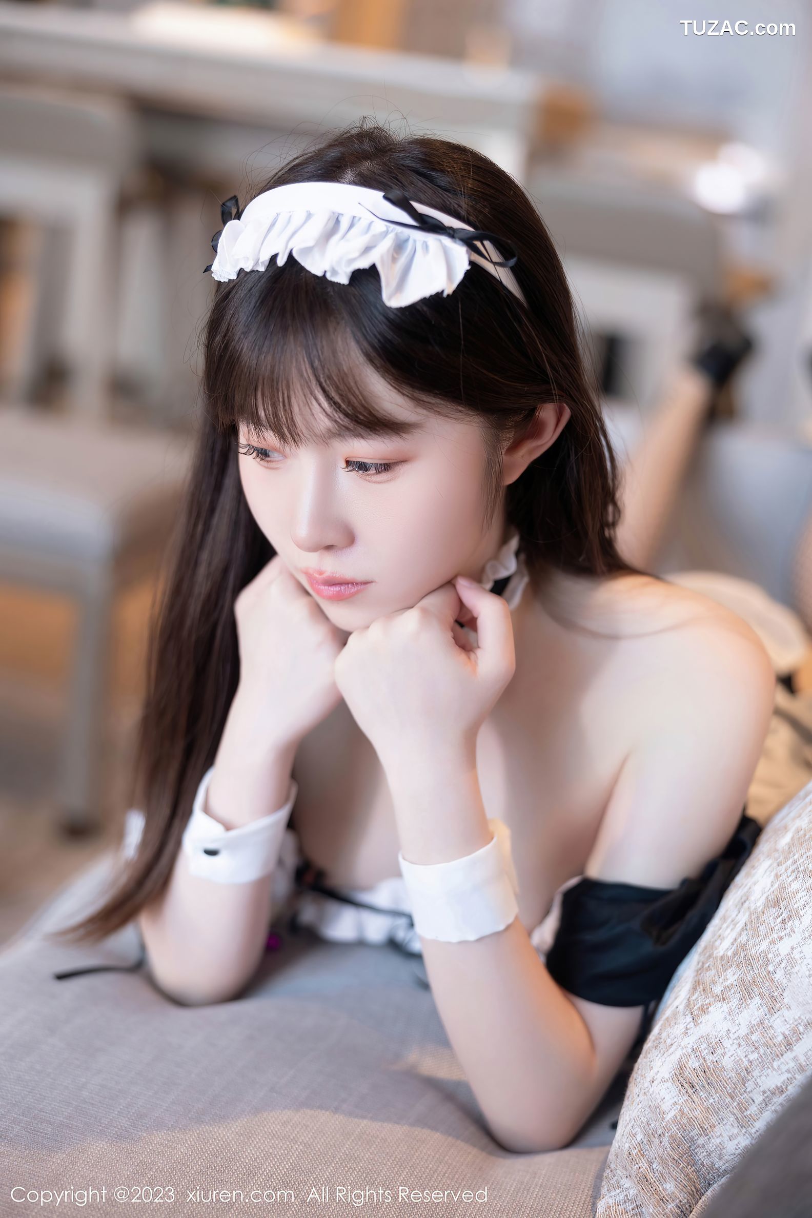 XiuRen秀人网-7034-林悠悠-黑色女仆黑丝-2023.07.06