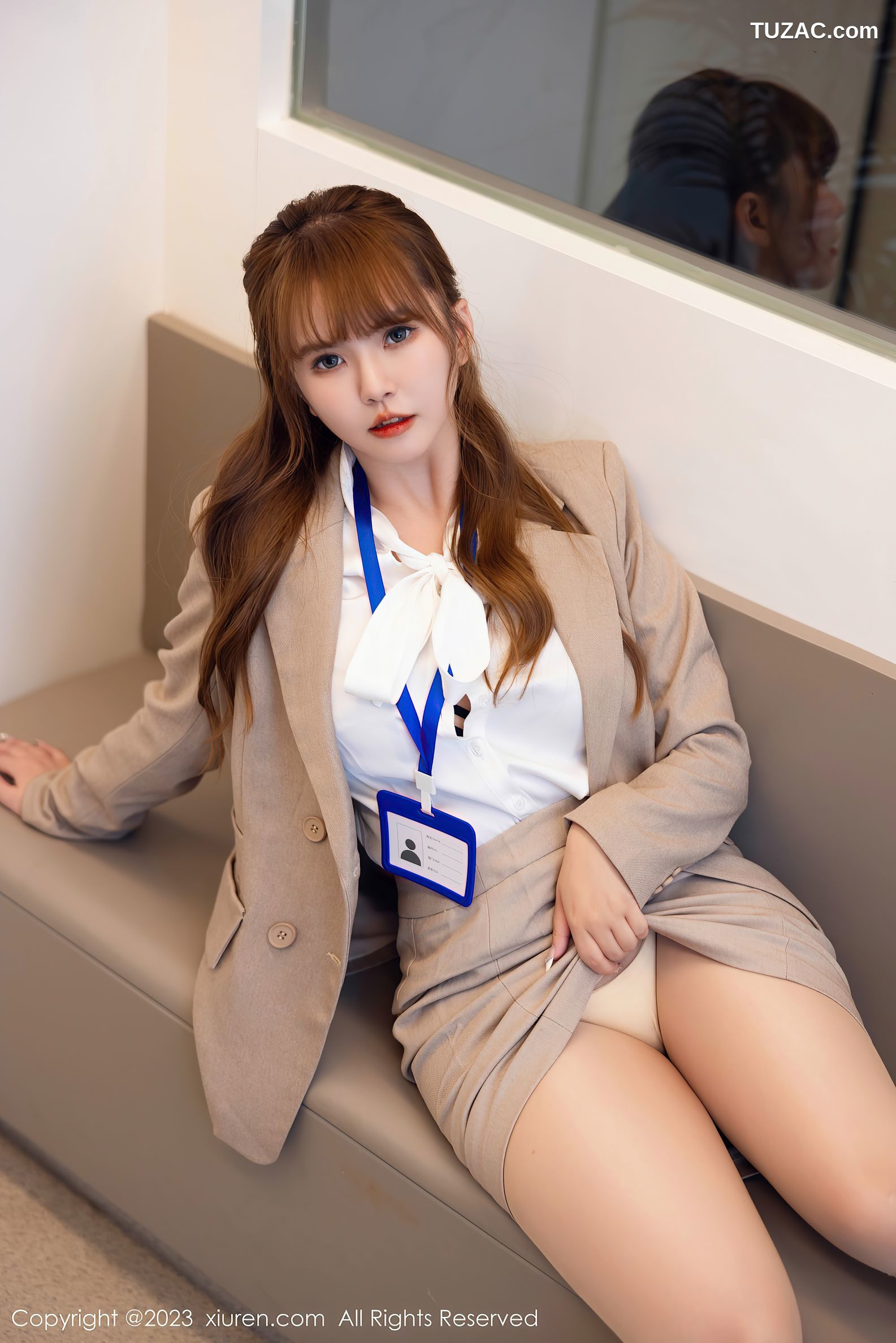 XiuRen秀人网-7073-张思允Nice-米色Ol职业装白衬衫-2023.07.13