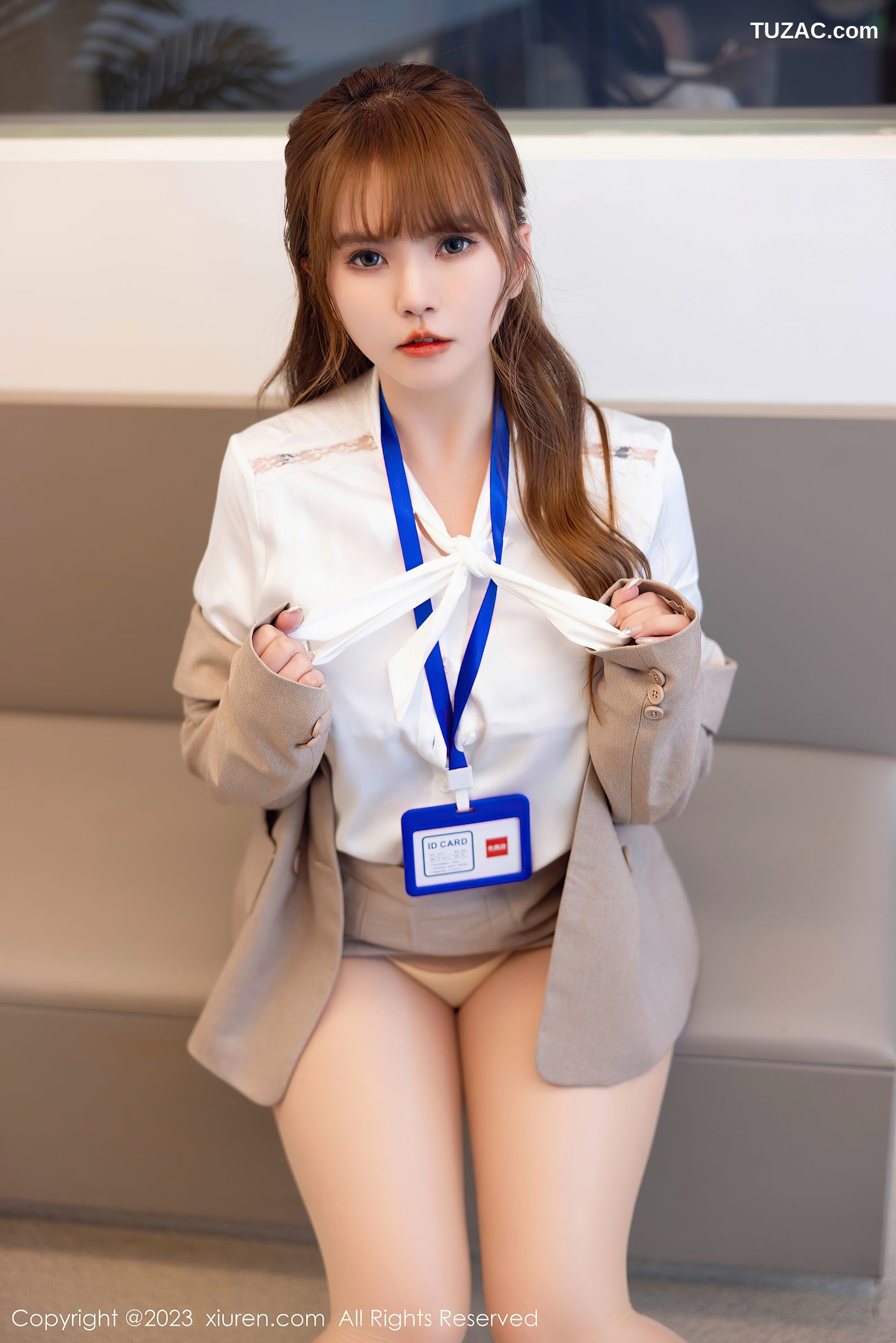 XiuRen秀人网-7073-张思允Nice-米色Ol职业装白衬衫-2023.07.13