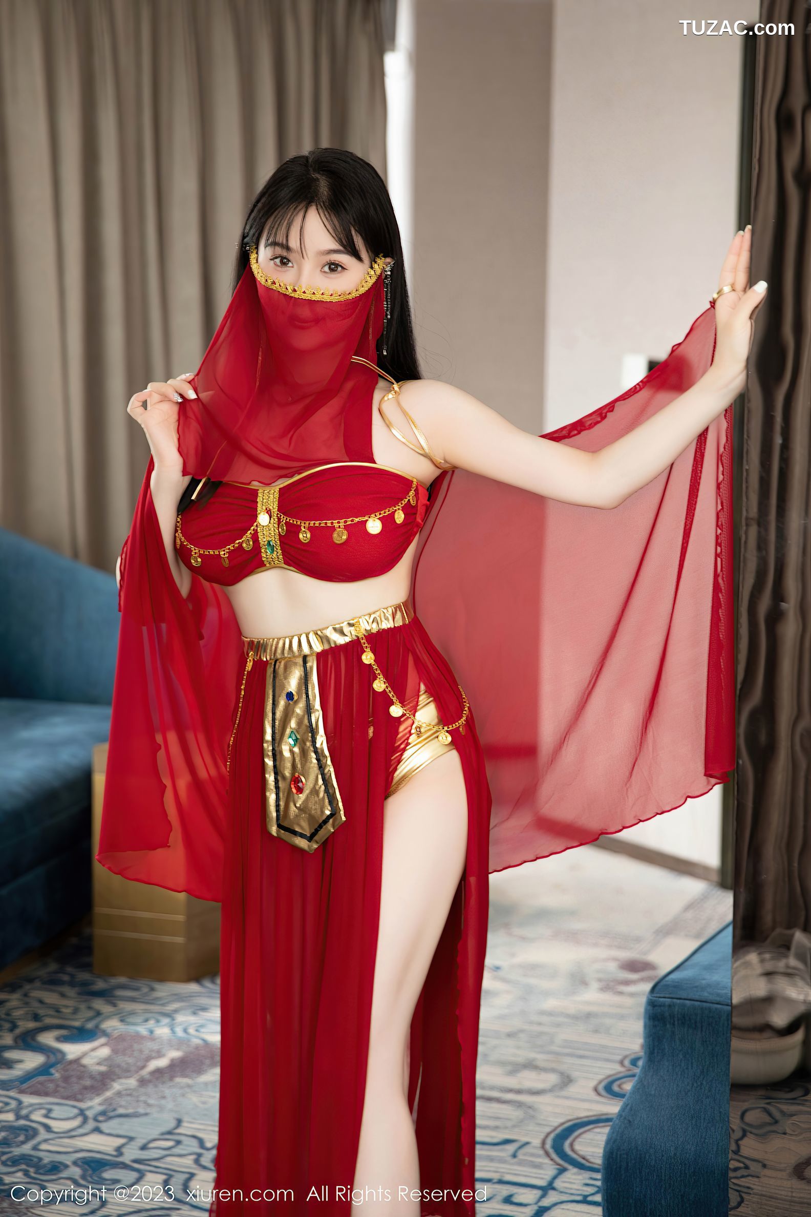 XiuRen秀人网-7103-柚琪Rich-红色西域舞服-2023.07.19